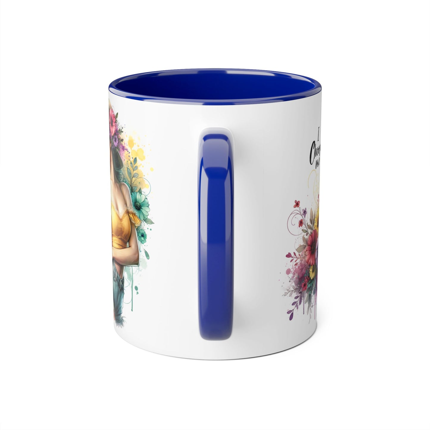 I Choose Me Chic Floral Accent Mug, Inspirational Gift for Her, Coffee Tea Lover, Birthday Present, Colorful Art Mug