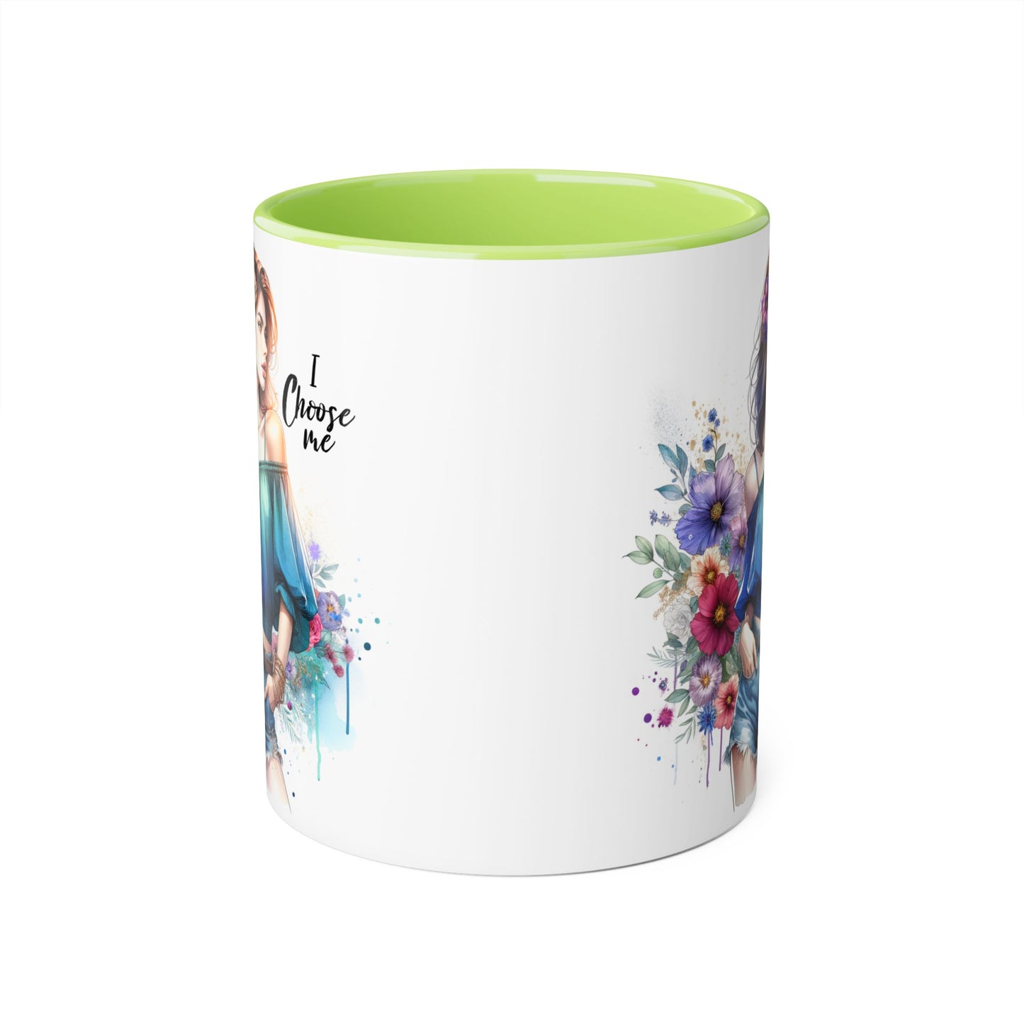 I Choose Me Floral Art Accent Mug, I Choose Me, Coffee Mug, Gift for Her, Inspirational Tea Cup, Self-Care Kitchenware