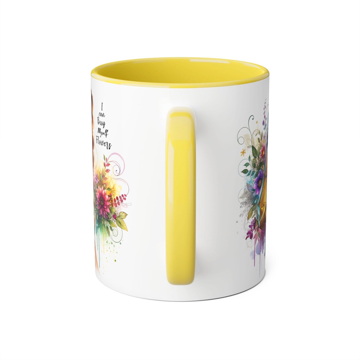 I Can Buy Myself Flowers Floral Art Accent Mug, Inspirational Coffee Cup, Unique Gift for Her, Flower Lover’s Mug, Home Decor Kitchenware