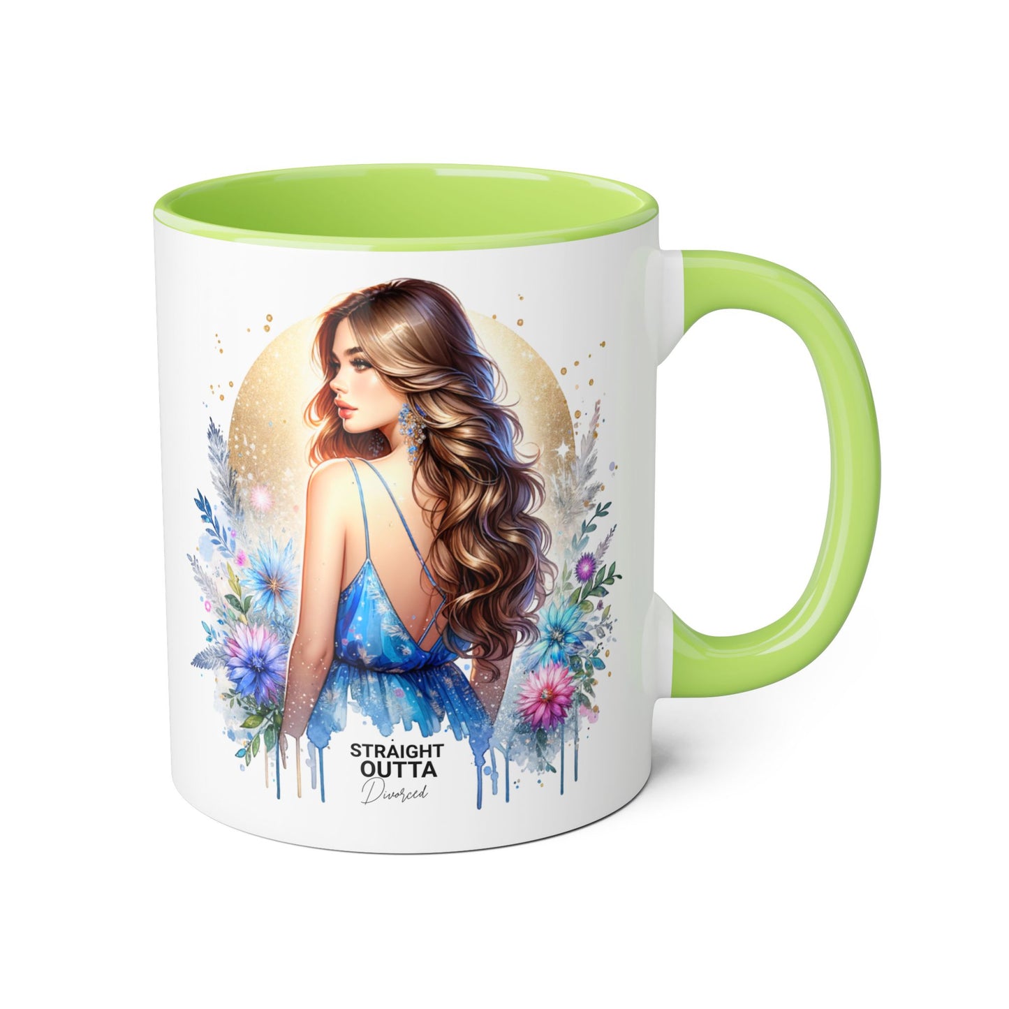 Straight Outta Divorced Humoristic Floral Accent Mugs - Unique Gift for Coffee Lovers, Home Decor, Birthday Gift, Art Mug, Personalized Drinkware