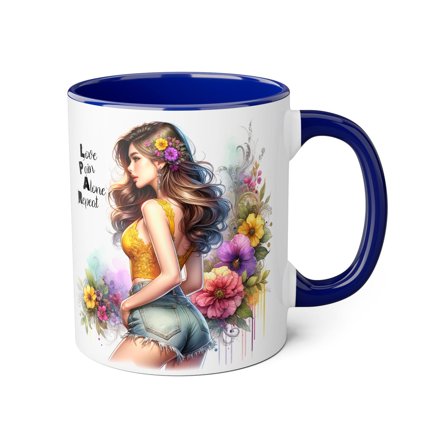 Colorful Floral Accent Mug with Inspirational Quote