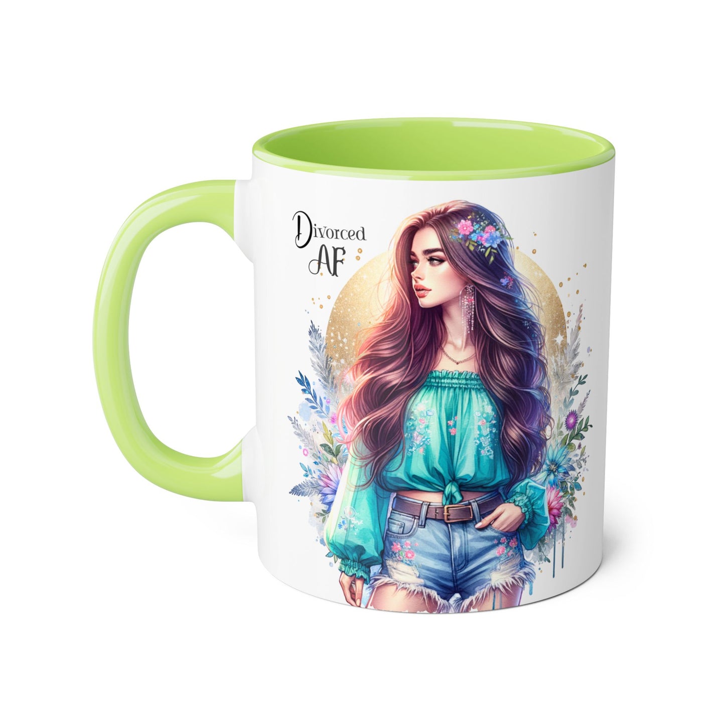 Divorced AF Accent Mug | Inspirational Coffee Cup, Gift for Divorcee, Self-Care, Empowering Drinkware