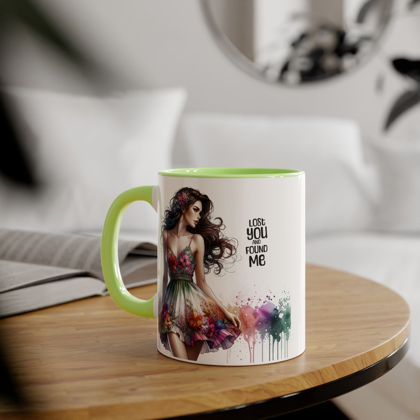 Lost You and Found Me Floral Dreamer Accent Mug | Colorful Coffee Cup | Inspirational Gift for Her | Artistic Drinkware | Perfect for Holidays & Celebrations