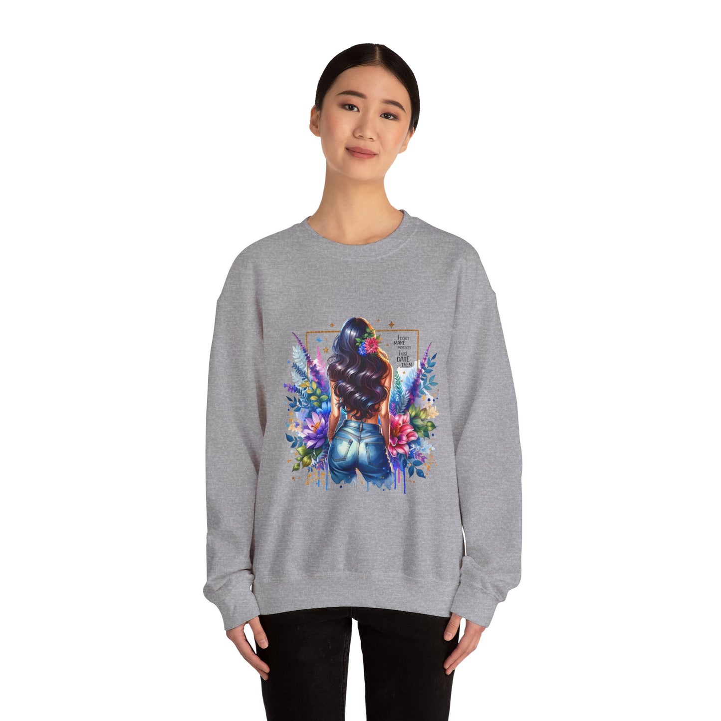 I Don`t Make Mistakes, I Just Date Them Colorful Art Sweatshirt, Stylish Crewneck, Floral Design, Unisex Apparel, Gift for Her, Cozy Fashion, Unique Artwork Sweatshirt