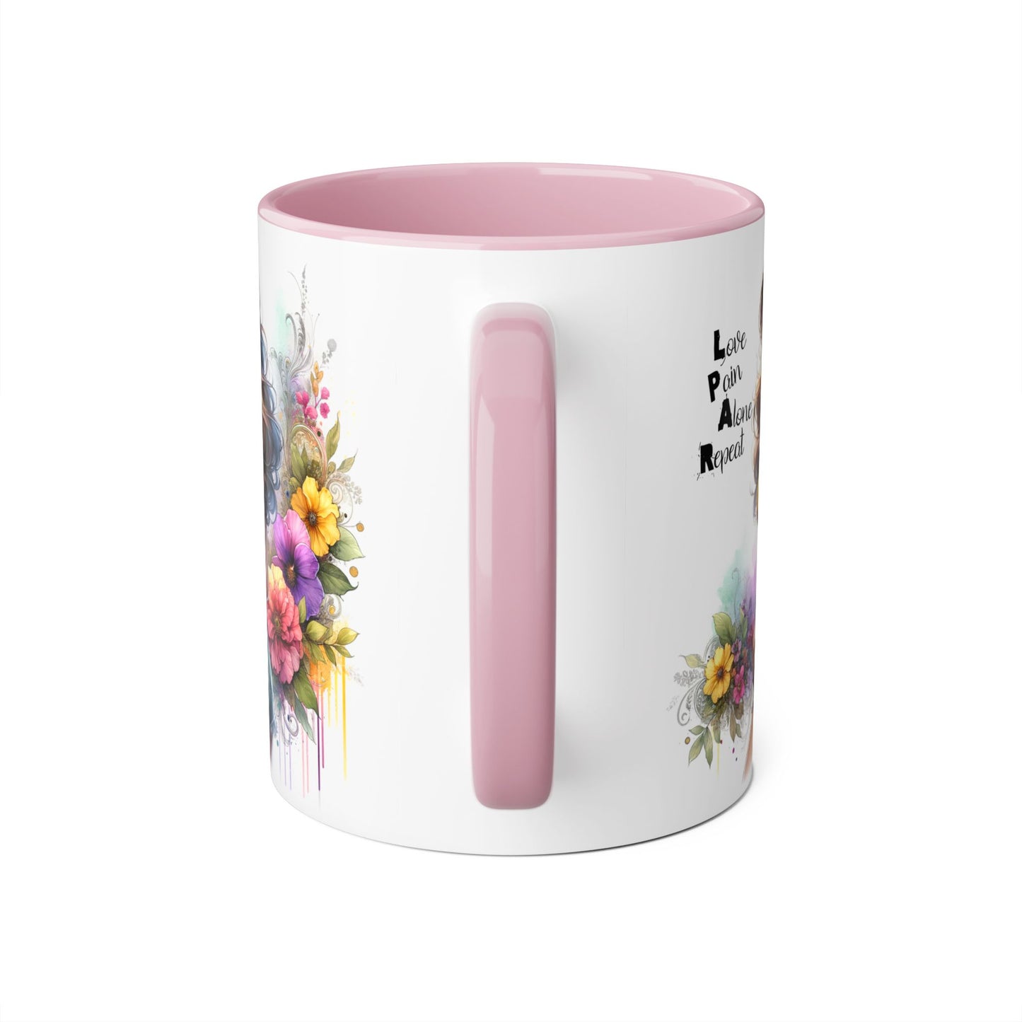 Colorful Floral Accent Mug with Inspirational Quote