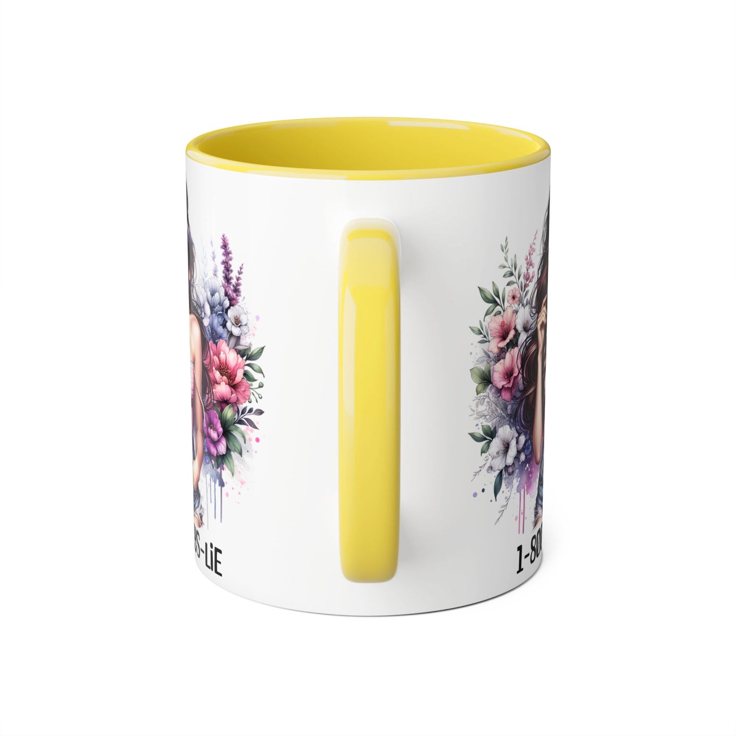 Chic Floral Coffee Mug - 1-800-BOYS-LIE, Trendy Gift for Her, Cute Floral Accent Mug, Coffee Lover's Gift, Girlfriend Mug
