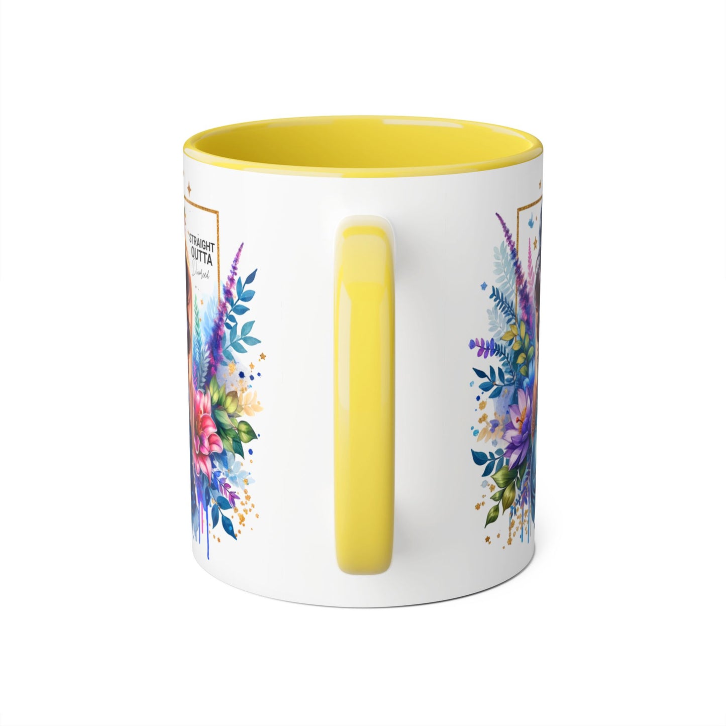 Straight Outta Divorced Humoristic Vibrant Floral Mug for Coffee Lovers, Straight Outta, Gift for Her, Inspirational Drinkware, Perfect for Birthdays, Celebrations
