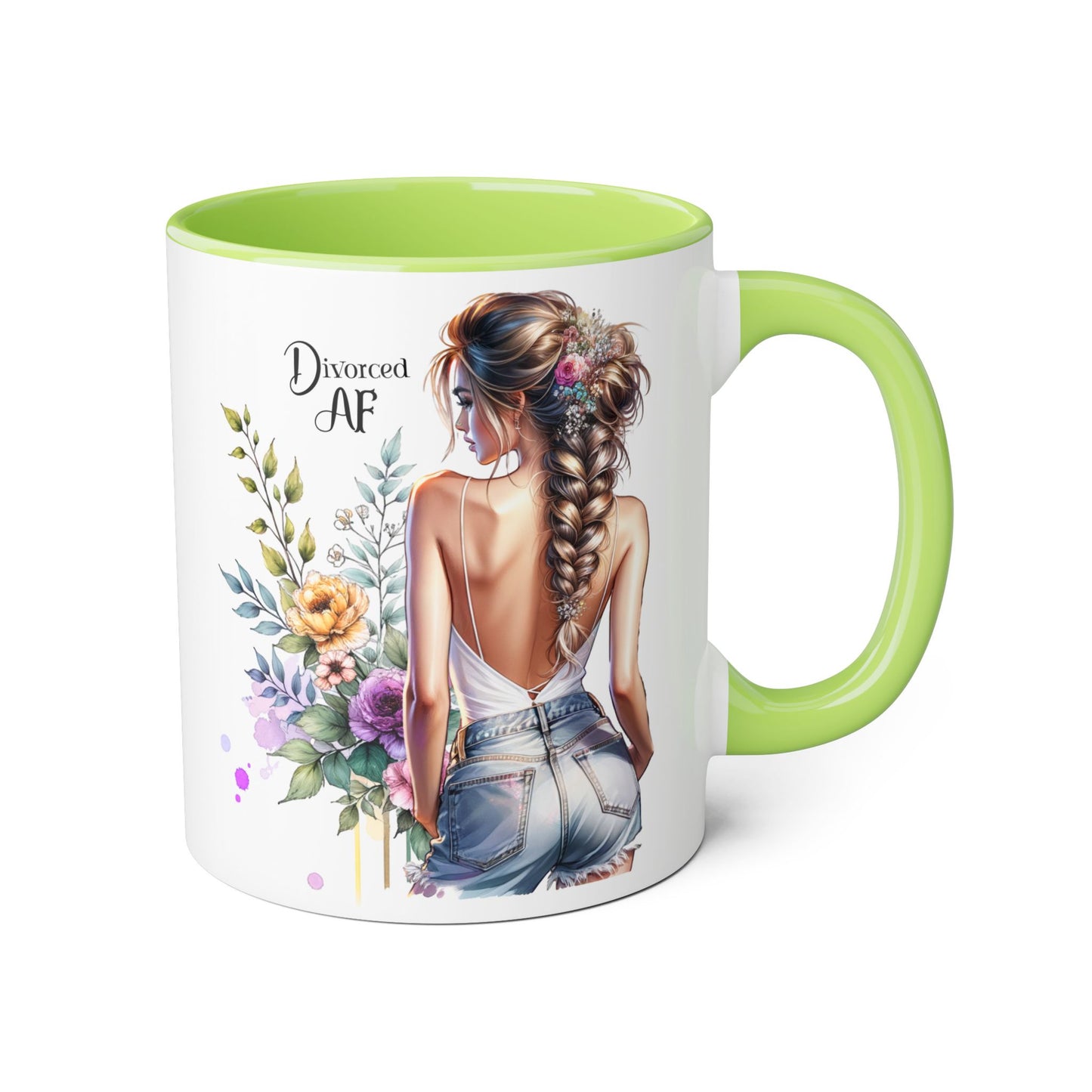 Divorced AF Floral Accent Mug - Perfect Gift for Friends, Coffee Lovers, Humor, Self-Care, Divorce Parties