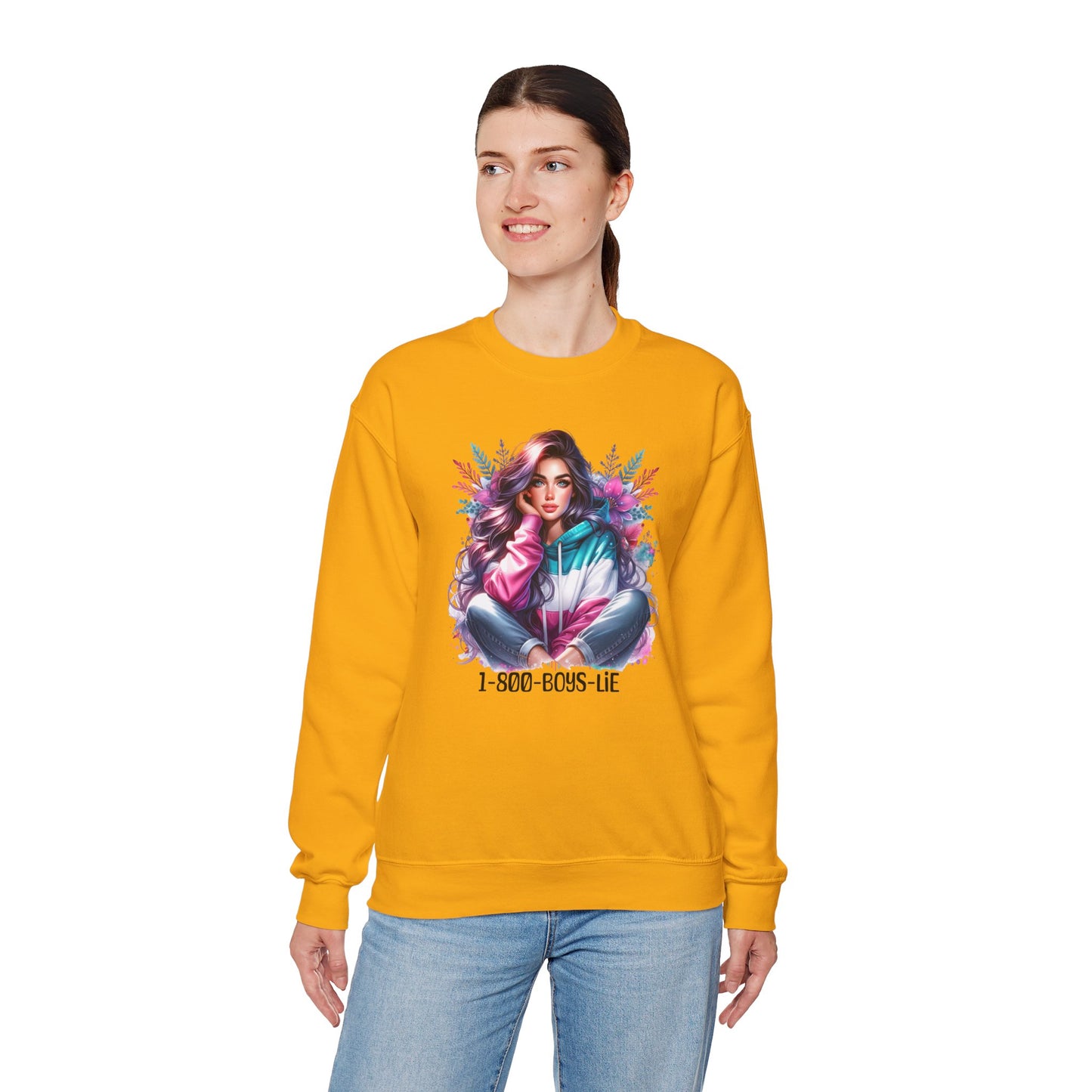 Chic Graphic Crewneck Sweatshirt - 1-800-BOYS-LIE, Cozy Sweatshirt, Fashion Sweatshirt, Casual Wear, Unique Gift, Trendy Outfit