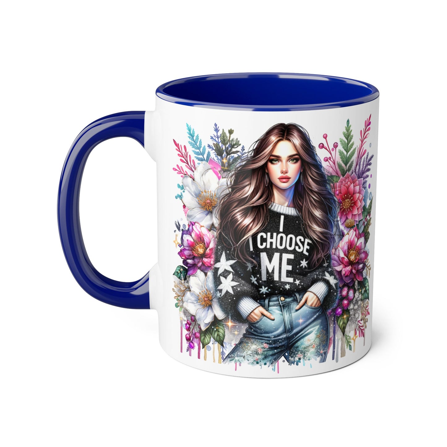 I Choose Me Beautiful Floral Accent Mug, Unique Coffee Cup Gift, Inspirational Drinkware, Thoughtful Present for Friends, Stylish Home Decor