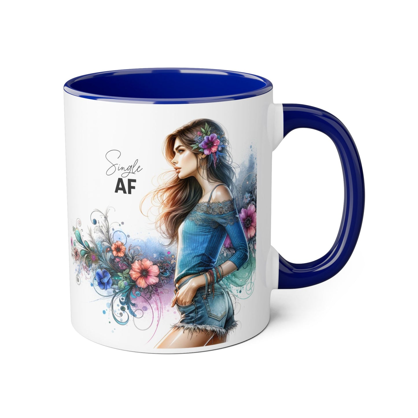 Vibrant Accent Mug - Perfect Gift for Singles, Fun Coffee Cup, Floral Artwork, Sassy Home Decor, Unique Birthday Present