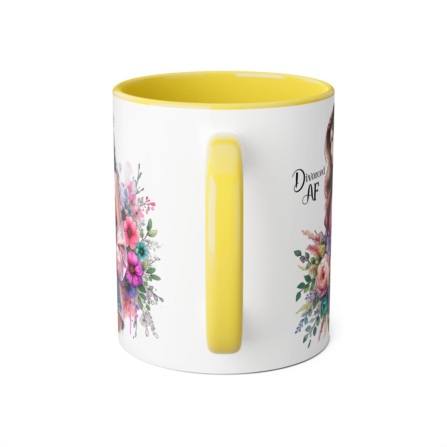 Divorced AF Accent Mug - Trendy Floral Coffee Cup, Perfect Gift for Empowered Women, Humor, Self-Care, Friendship