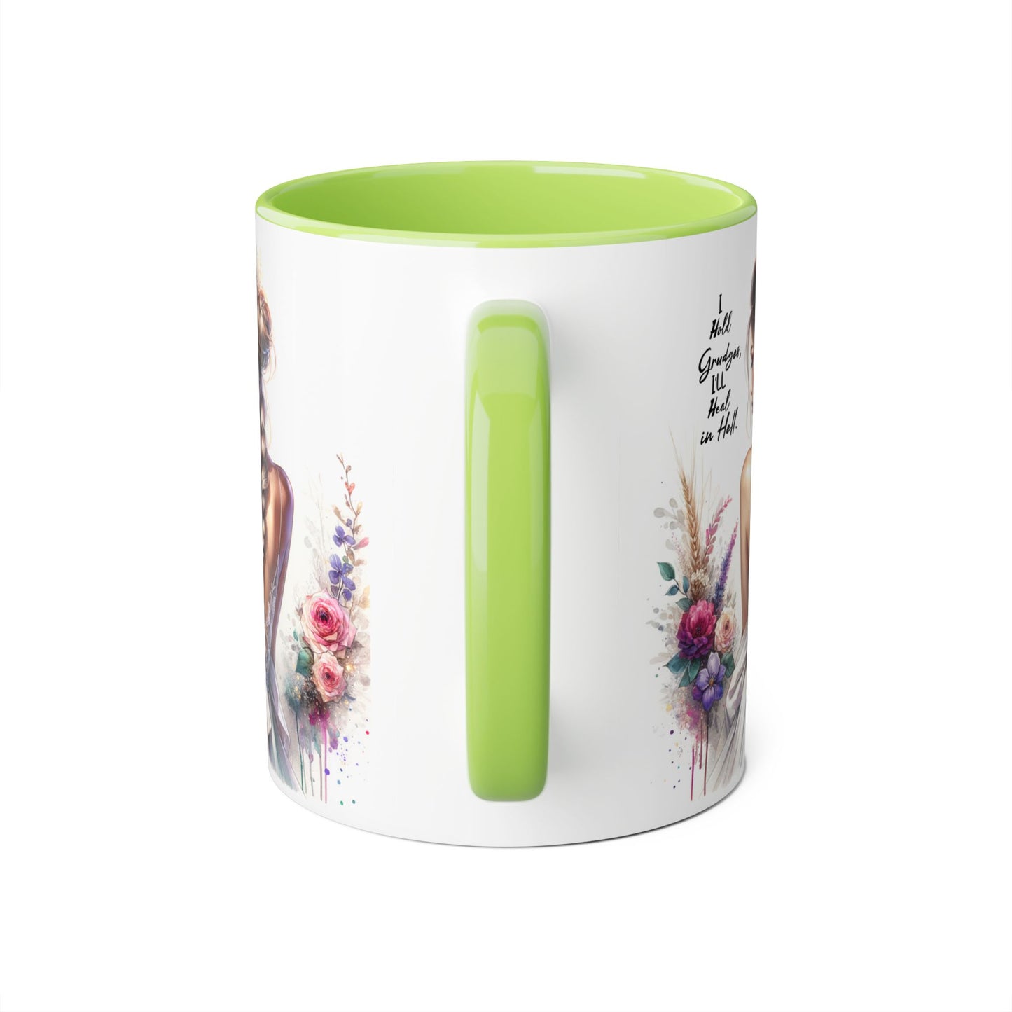I Hold Grudges, I'll Heal in Hell Elegant Floral Accent Mug, Inspirational Gift, Tea Coffee Cup, Home Decor, Birthday Present, Wedding Favor