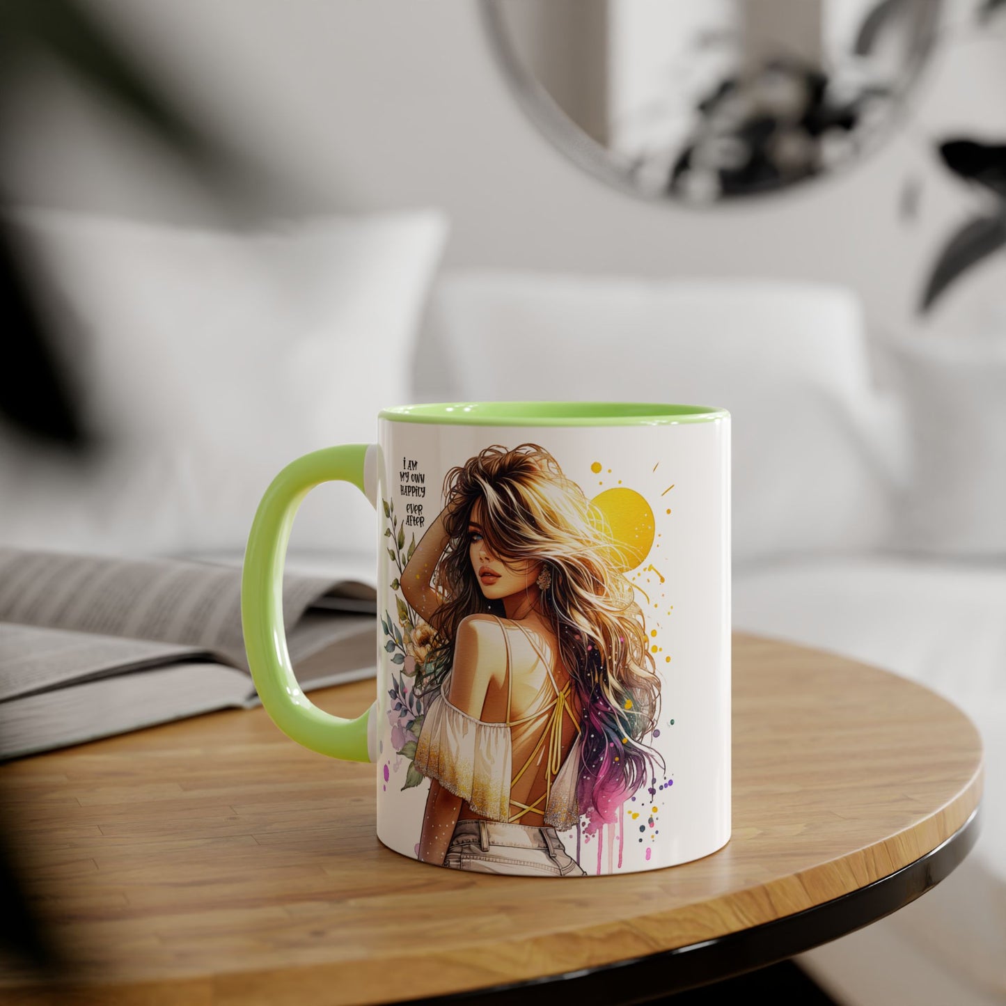 Inspirational Floral Accent Mug - "I Am My Own Happily Ever After " - 11oz