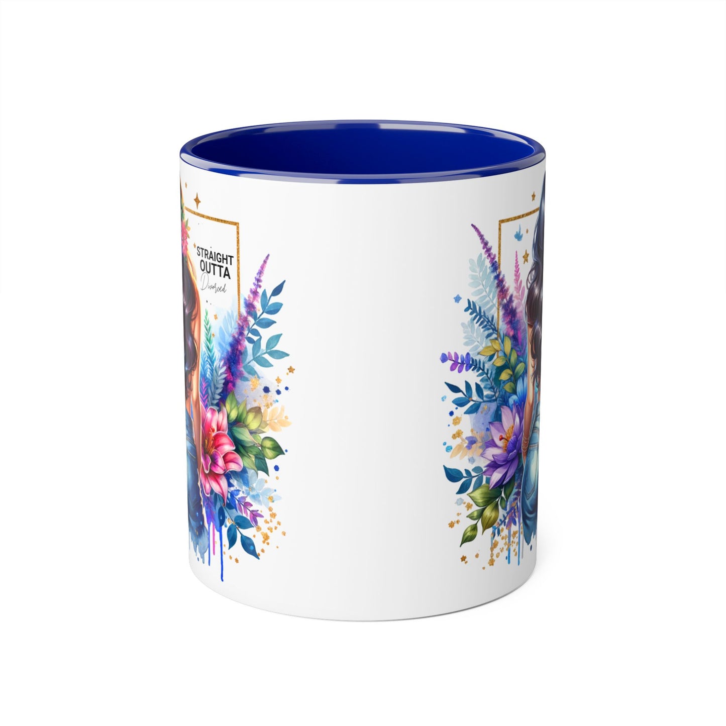 Straight Outta Divorced Humoristic Vibrant Floral Mug for Coffee Lovers, Straight Outta, Gift for Her, Inspirational Drinkware, Perfect for Birthdays, Celebrations
