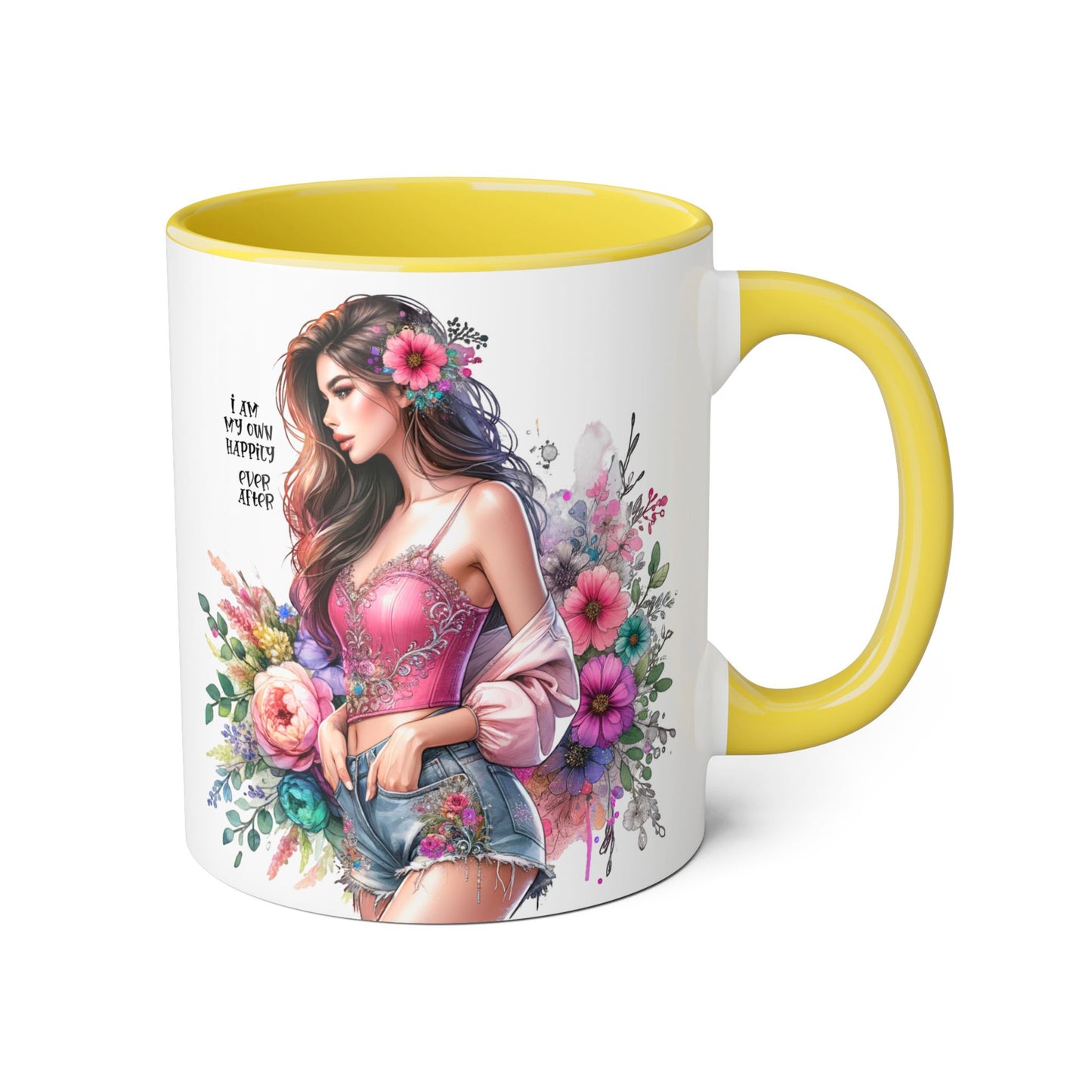 I Am My Own Happily Ever After Empowered Floral Accent Mug - 11oz with Inspirational Quote