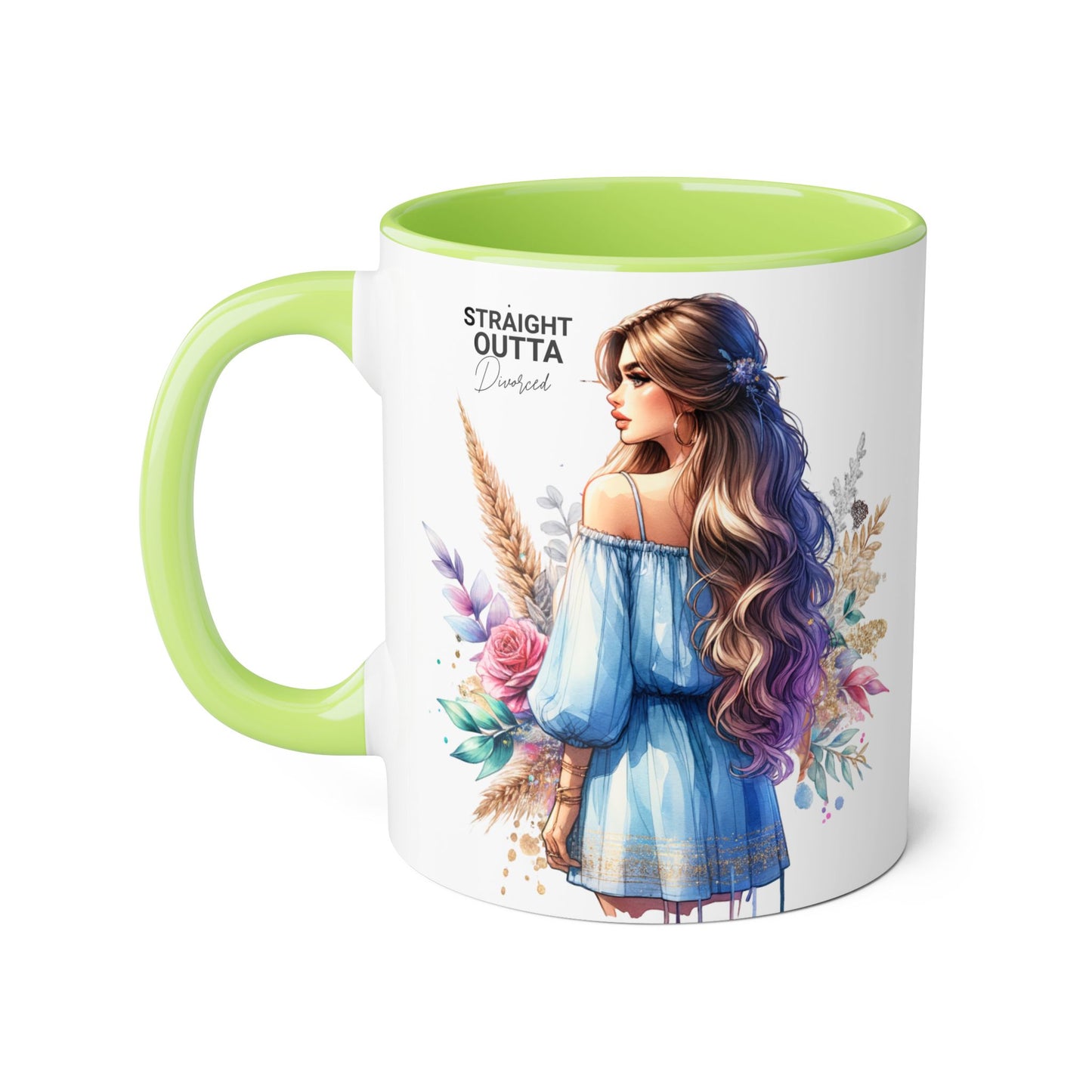 Straight Outta Divorced Humoristic Artistic Accent Mug - Inspiring Gift for Her, Coffee Tea Cup, Home & Kitchen Decor, Personalized Unique Gift
