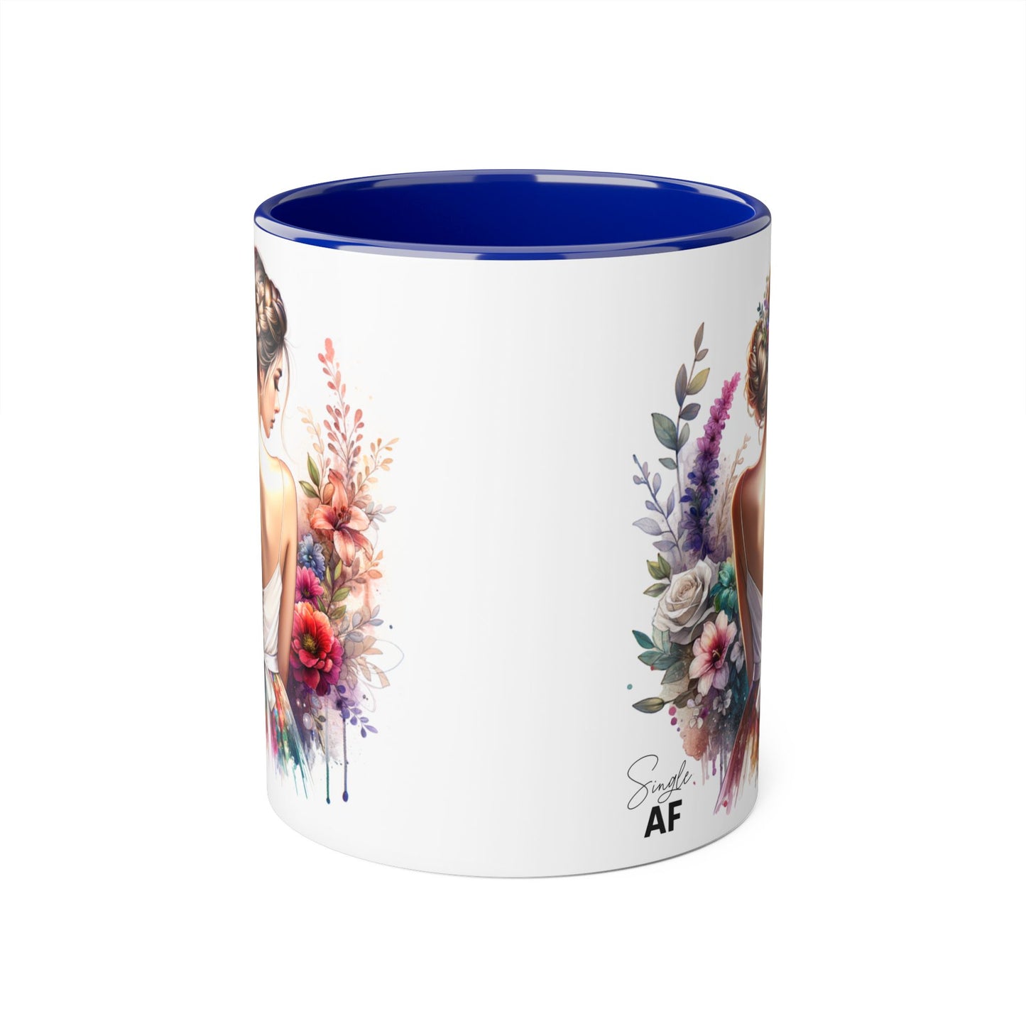 Single AF Floral Elegance Mug, Custom Coffee Cup, Gift for Her, Bridesmaid Present, Artful Design, Home Decor