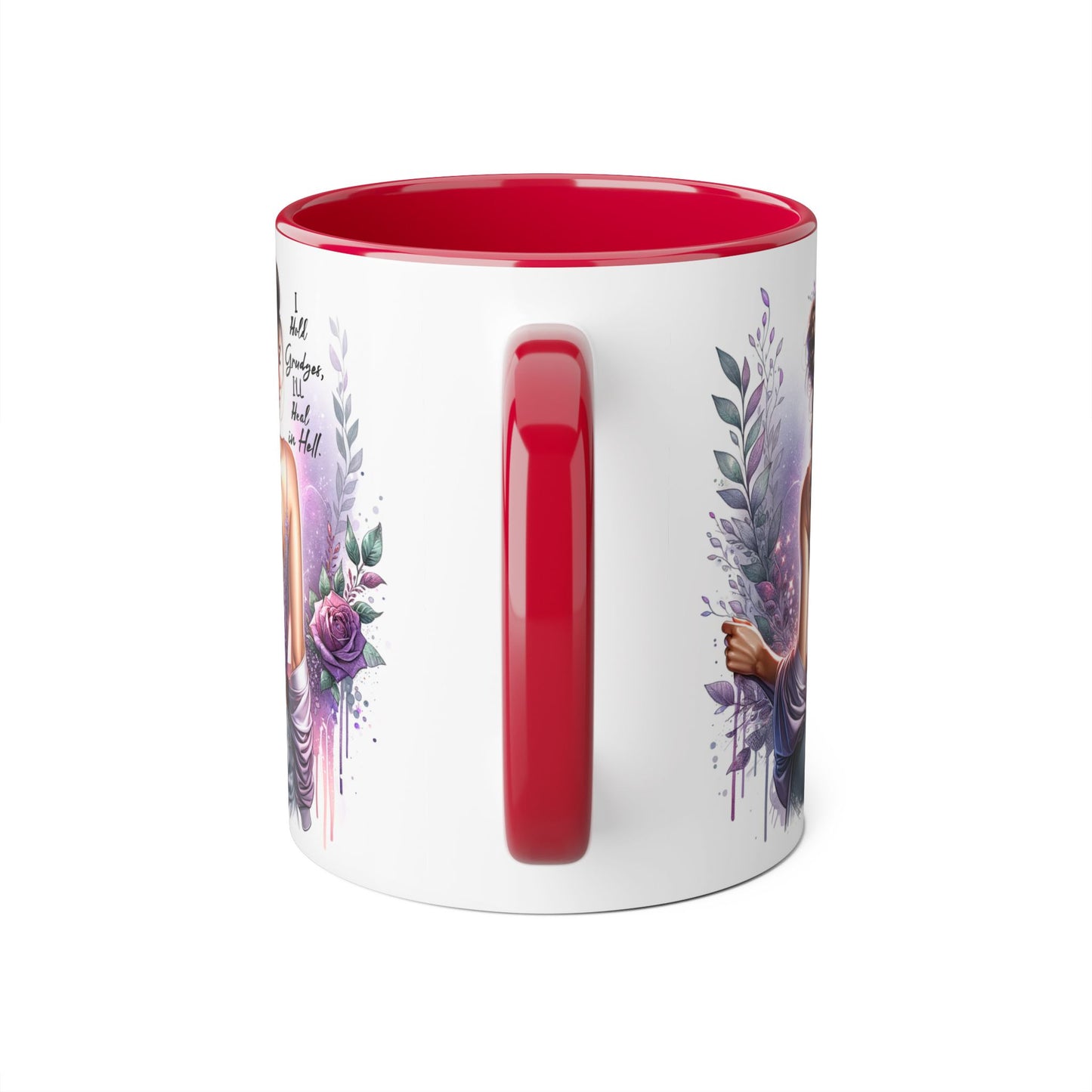 I Hold Grudges, I'll Heal in Hell Stylish Accent Mugs for Inspirational Sips, Gift for Her, Home Décor, Coffee Lover, Floral Artwork, Motivational Coffee Cup