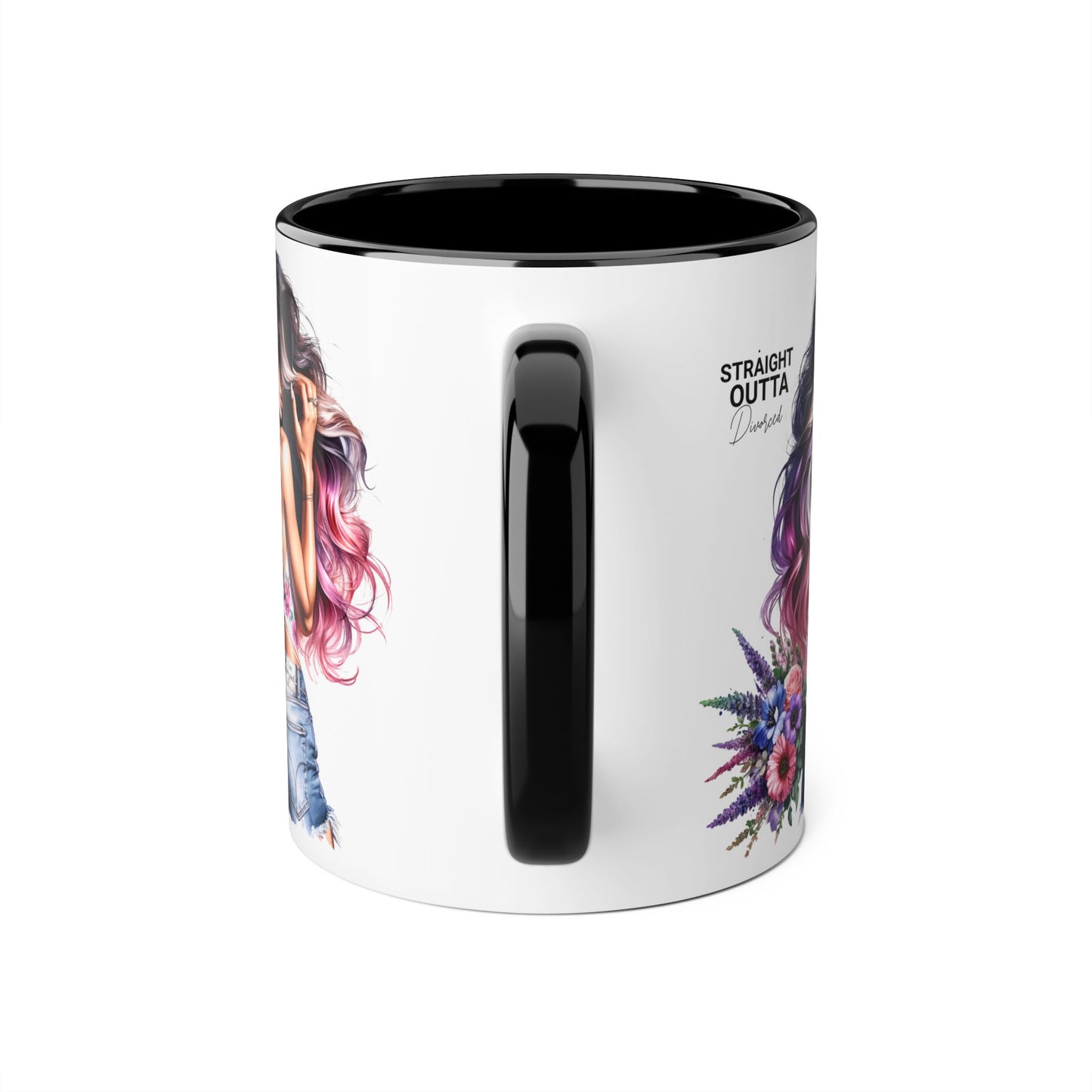 Straight Outta Divorced Humoristic Chic Accent Mugs for Trendy Coffee Lovers | Floral Design, Gifts for Her, Home Decor, Unique Kitchenware, Straight Outta Mug