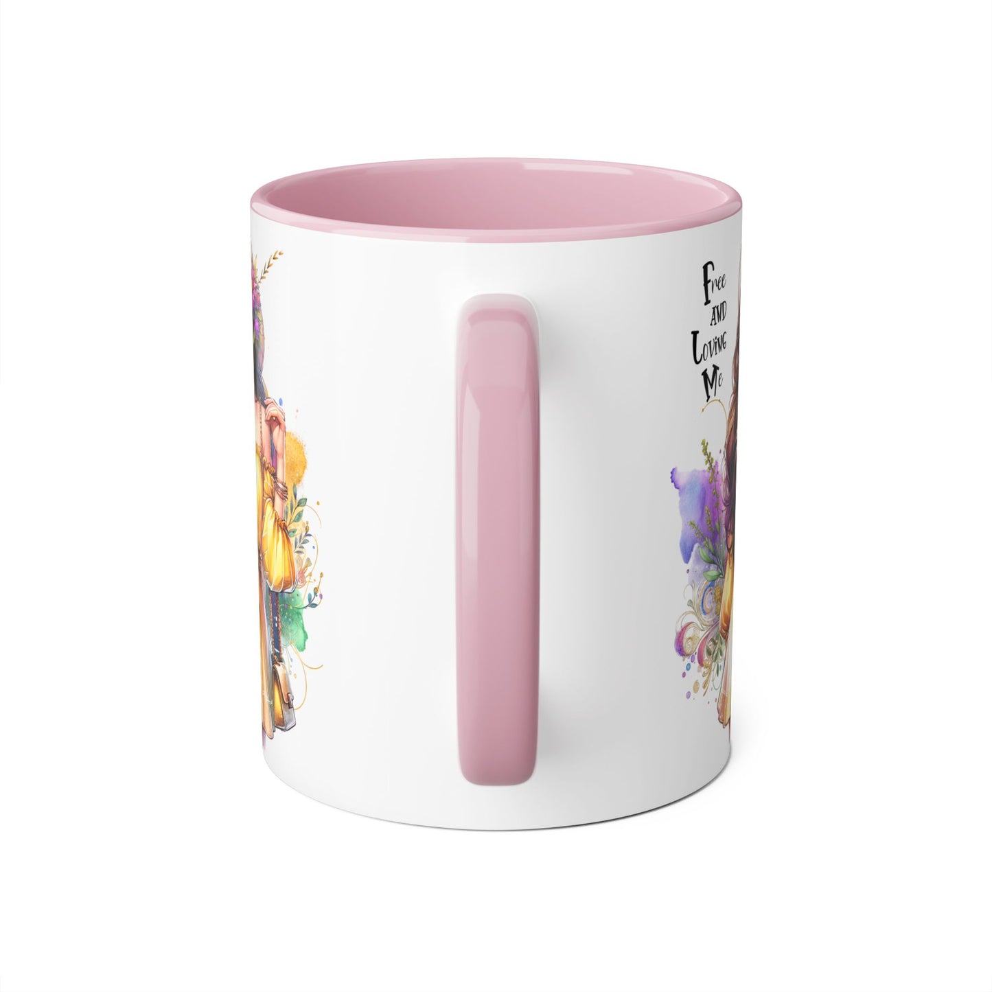 Free and Loving Me Vibrant Accent Mug, Colorful Coffee Cup for Self-Care