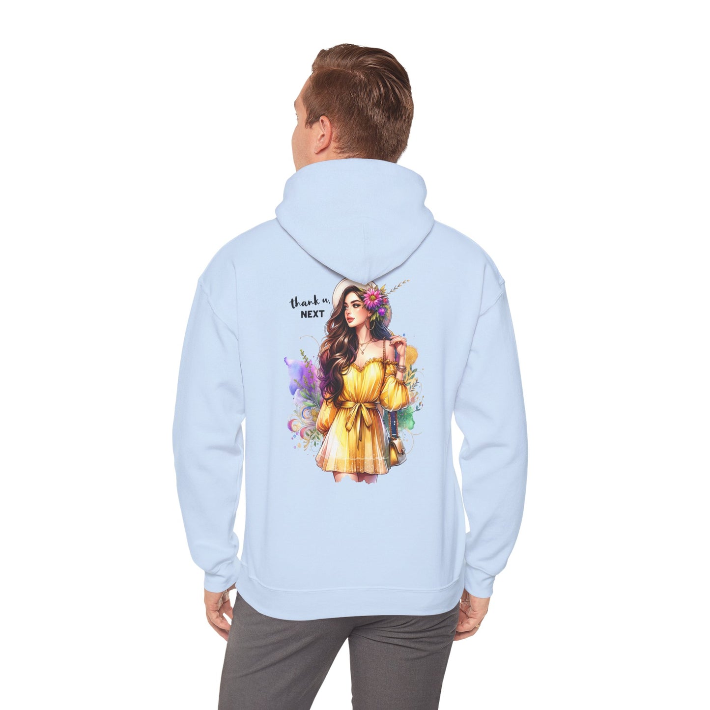 Thank U, Next Whimsical Fairy Art Hooded Sweatshirt, Cozy Apparel, Unique Gift, Casual Wear, Comfortable Layer