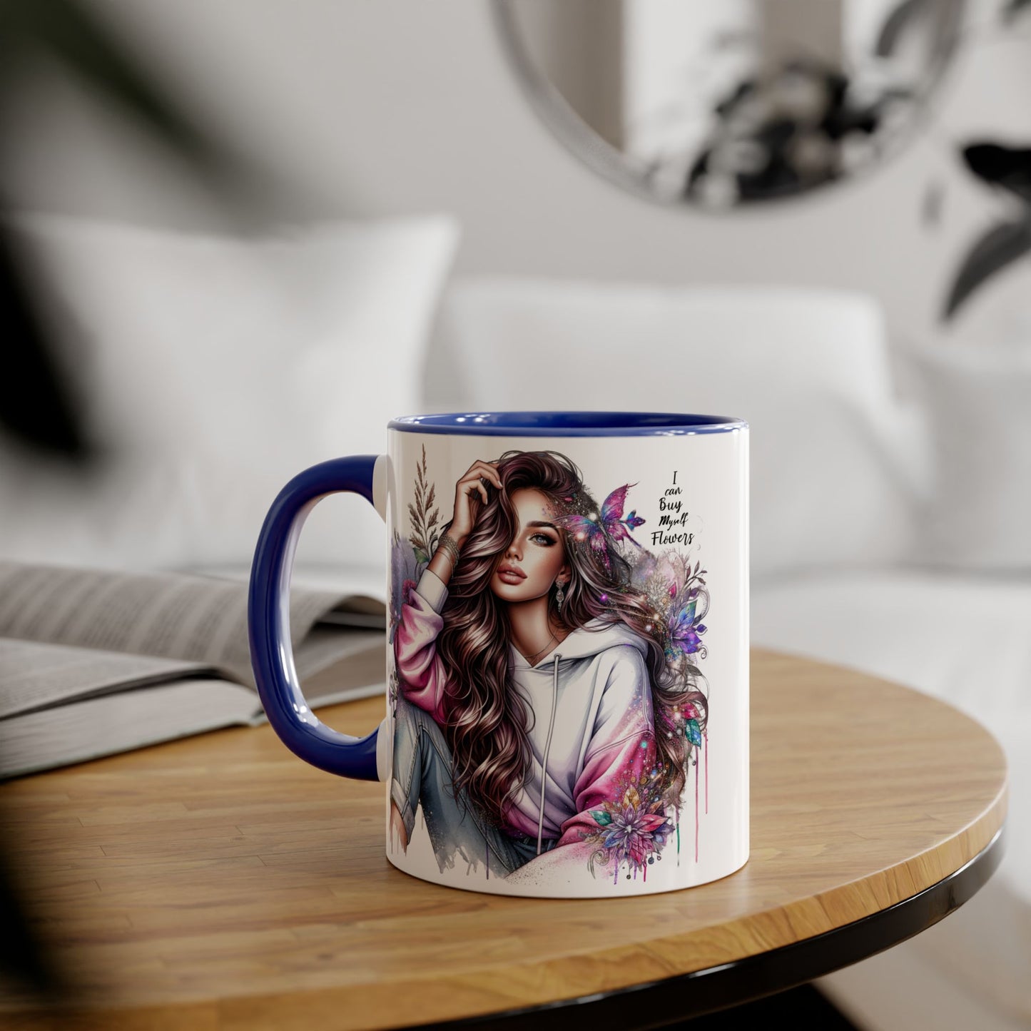 I Can Buy Myself Flowers Artistic Floral Accent Mug | I Keep My Hopes + Dreams, Coffee Cup for Gifts, Home Decor, Birthdays, Self-Care, Tea Lovers
