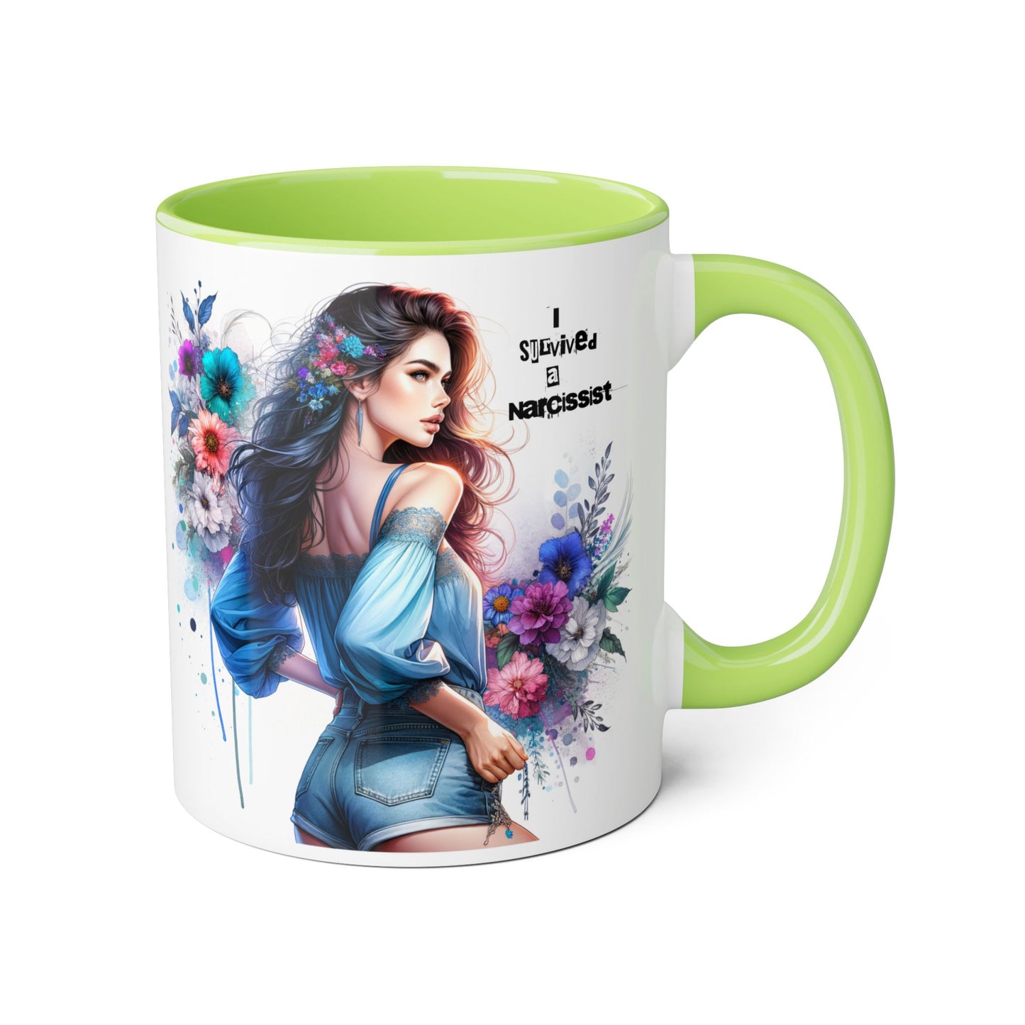 Bold Floral Accent Mug, 11oz - Perfect Gift for Coffee Lovers, Home Decor, Birthday Present, self-care gift, Inspirational Quote Mug