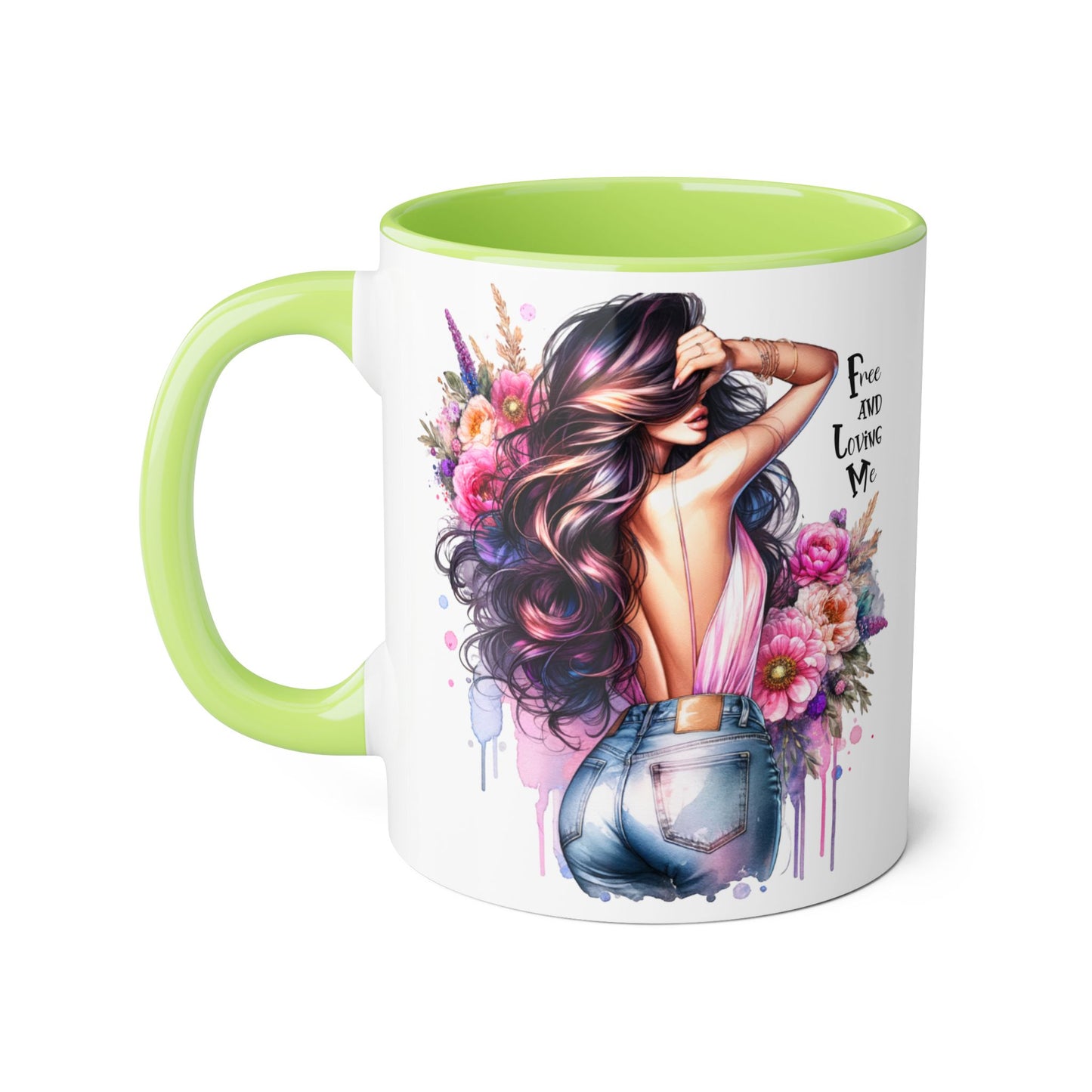 Boho Floral Accent Mug, Empowering Coffee Cup, Gift for Friends, Home Decor, Art Lover's Mug