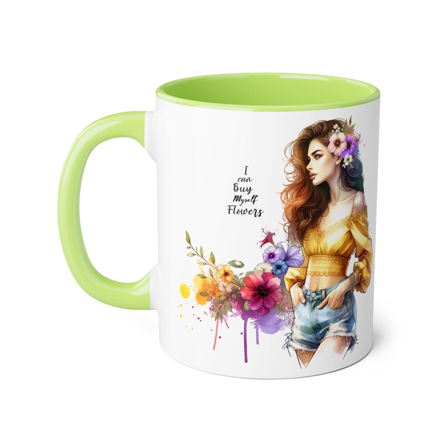 I Can Buy Myself Flowers Floral Bohemian Accent Mug - Perfect Gift for Flower Lovers, Art Enthusiasts, Home Decor, Spring Celebrations, Coffee Lovers