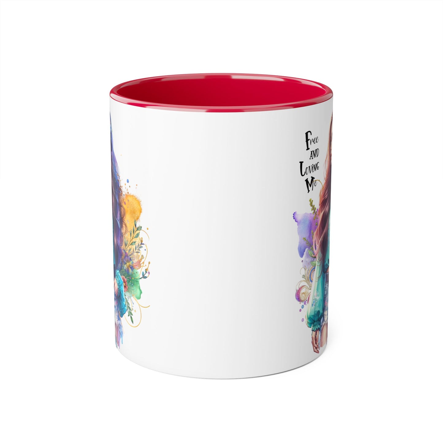 Free and Loving Me Bohemian Accent Mug with Inspirational Quote, Free and Love Me, Unique Gift for Coffee Lovers, Artistic Mugs for Women, Colorful Drinkware