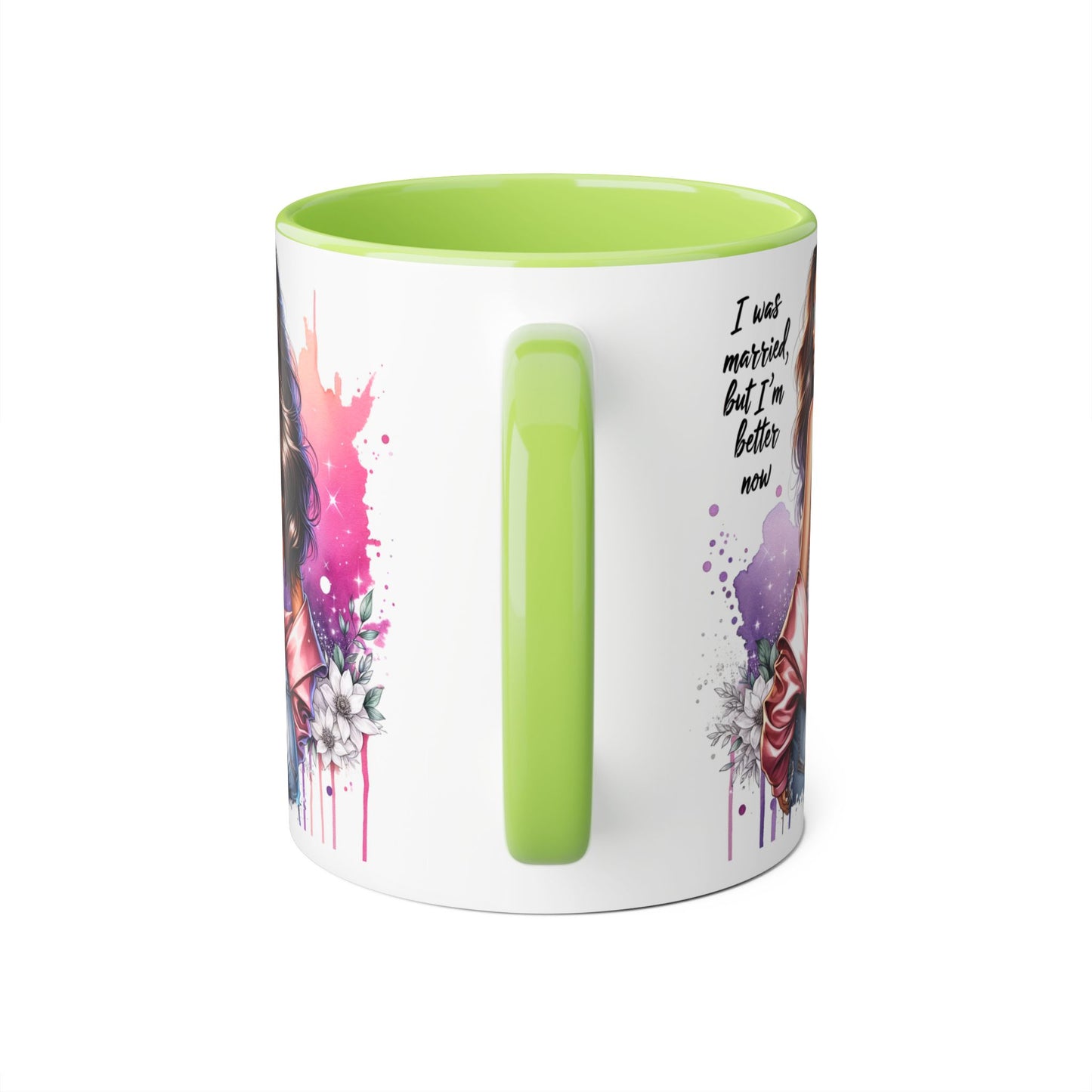 I Was Married Before But I'm Better Now Humoristic Empowered Woman Accent Mug - Inspirational Coffee Cup, Gift for Her, Motivational Mug, Self-Love Reminder, Unique Office Decor