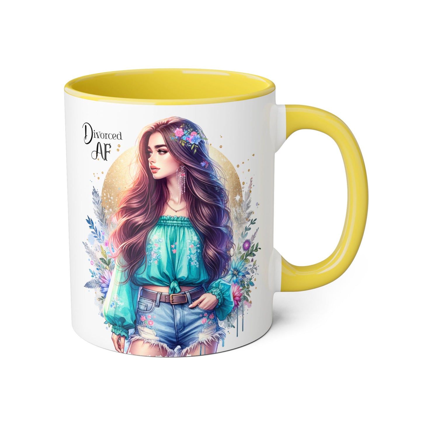Divorced AF Accent Mug | Inspirational Coffee Cup, Gift for Divorcee, Self-Care, Empowering Drinkware
