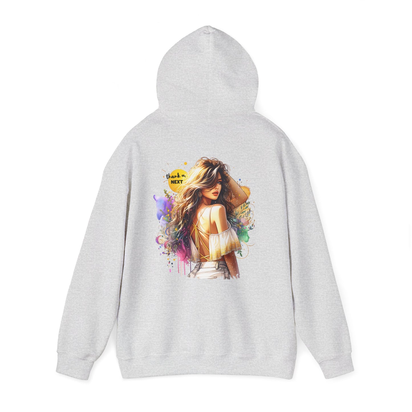 Thank U, Next Vibrant Art Hoodie - Stylish Unisex Sweatshirt with Colorful Design, Casual Wear, Gift Idea for Festivals, Cozy Layering