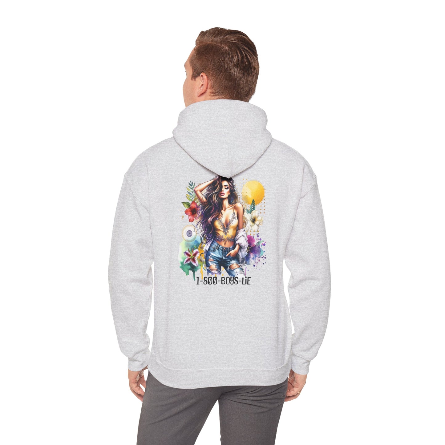 1-800-Boys-Lie Vibrant Floral Sweatshirt for Free Spirits, Comfortable Hoodie, Great for Spring, Casual Wear, Gift for Friends