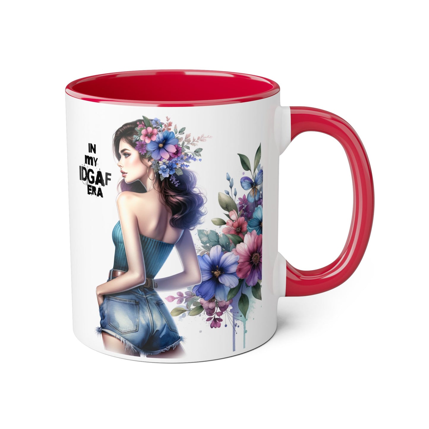 Bold Floral IDGAF Era Mug | Unique Coffee Gift | Retro Vibes | Sassy Tea Cup | Fun Home Decor | Statement Drinkware | 11oz Accent Mug