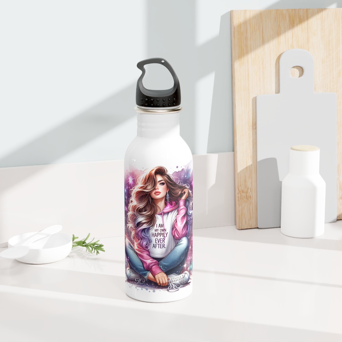 Colorful Inspirational Stainless Steel Water Bottle | 'I Am My Own Happily Ever After '