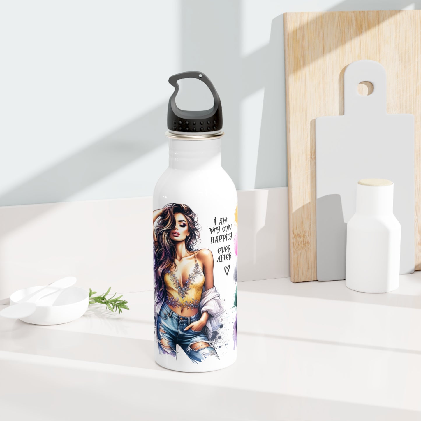 Inspirational Stainless Steel Water Bottle - "I Am My Own Happy Ever After" Design