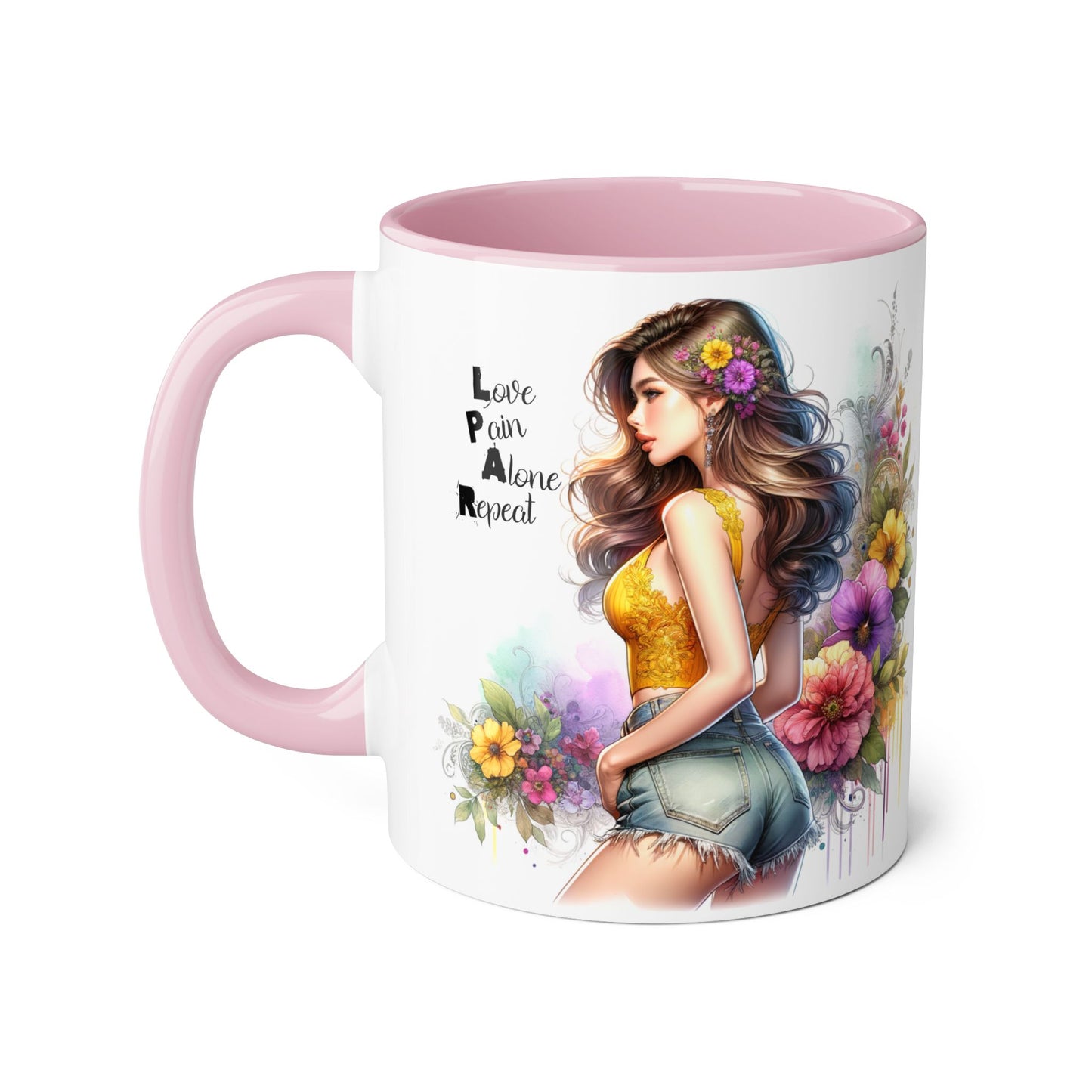 Colorful Floral Accent Mug with Inspirational Quote