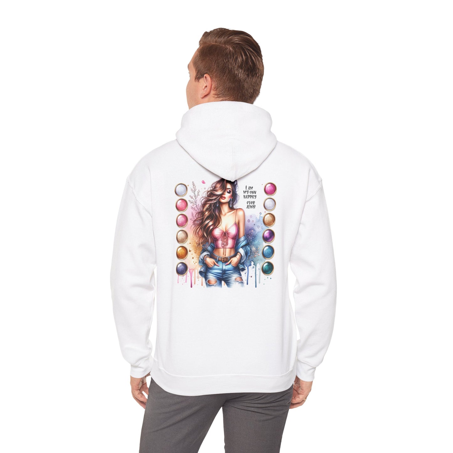 I Am My Own Happily Ever After Trendy Graphic Hoodie for Women - Colorful Art Design