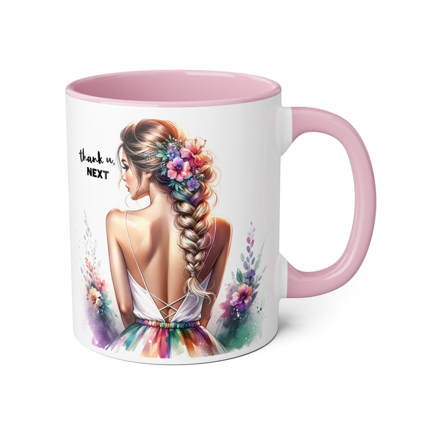 Thank U, Next Colorful Floral Accent Mug, Inspirational Coffee Cup, Gift for Her, Thank You Next Mug, Art Mug, Perfect for Birthdays, Anniversaries