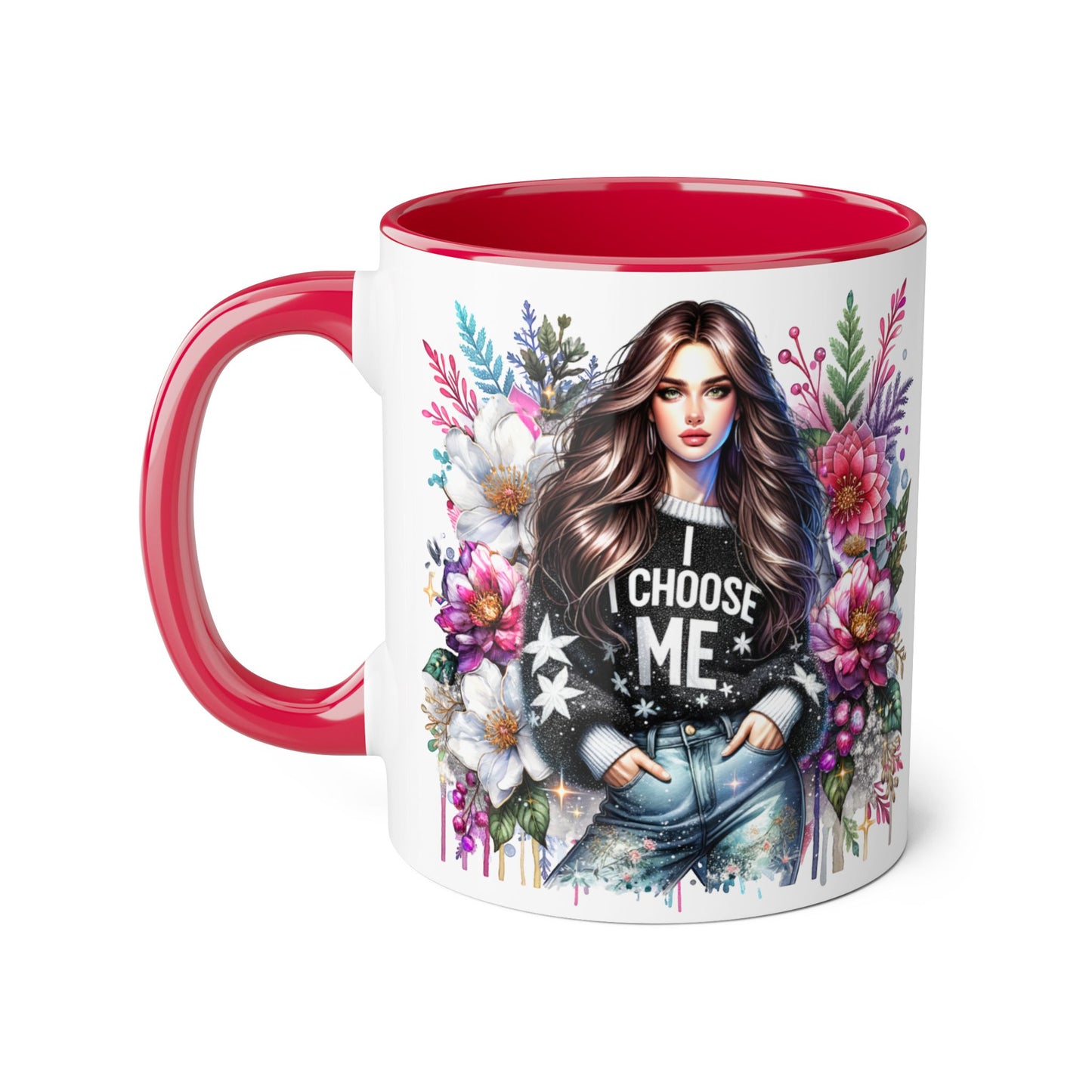 I Choose Me Beautiful Floral Accent Mug, Unique Coffee Cup Gift, Inspirational Drinkware, Thoughtful Present for Friends, Stylish Home Decor