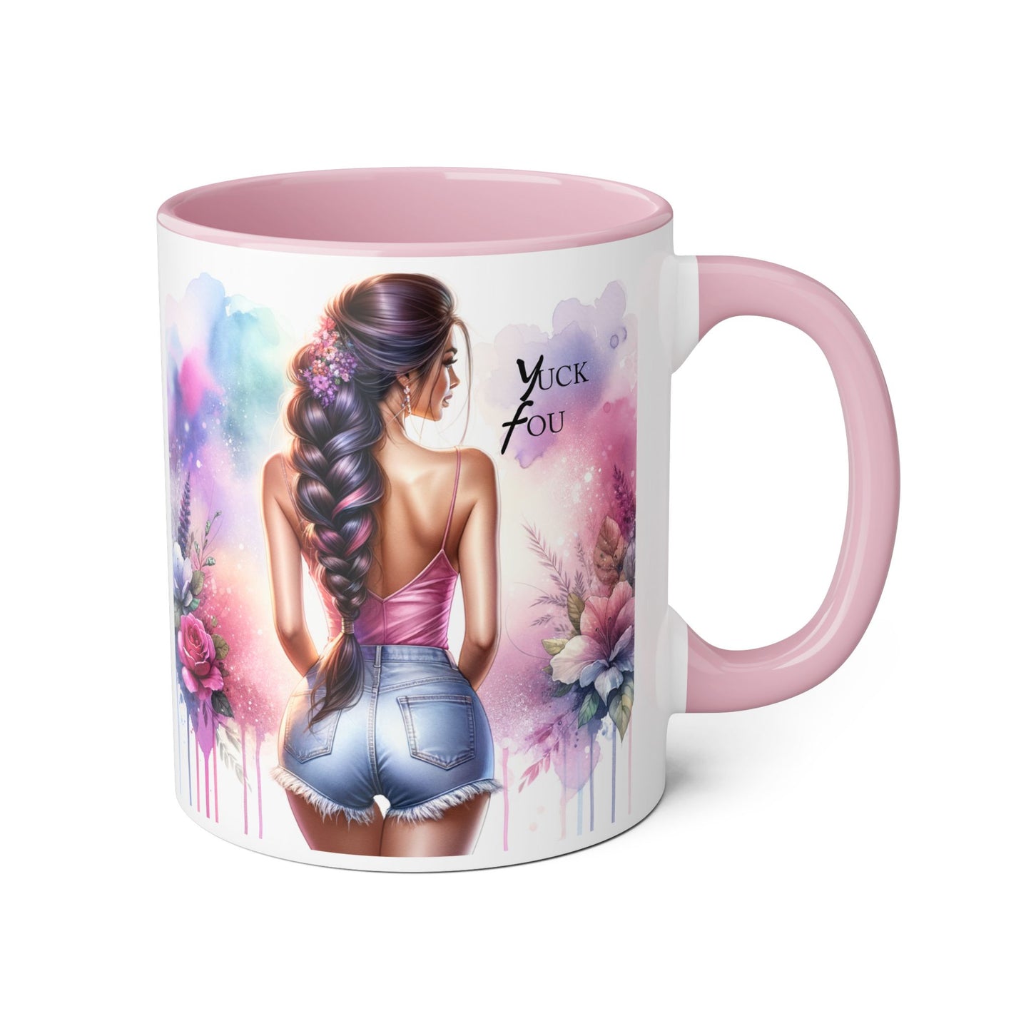 Colorful Floral Accent Mug | Yuck Fou Coffee Cup | Unique Gift for Her, Inspirational Drinkware, Fun Tea Mug, Motivational Gift