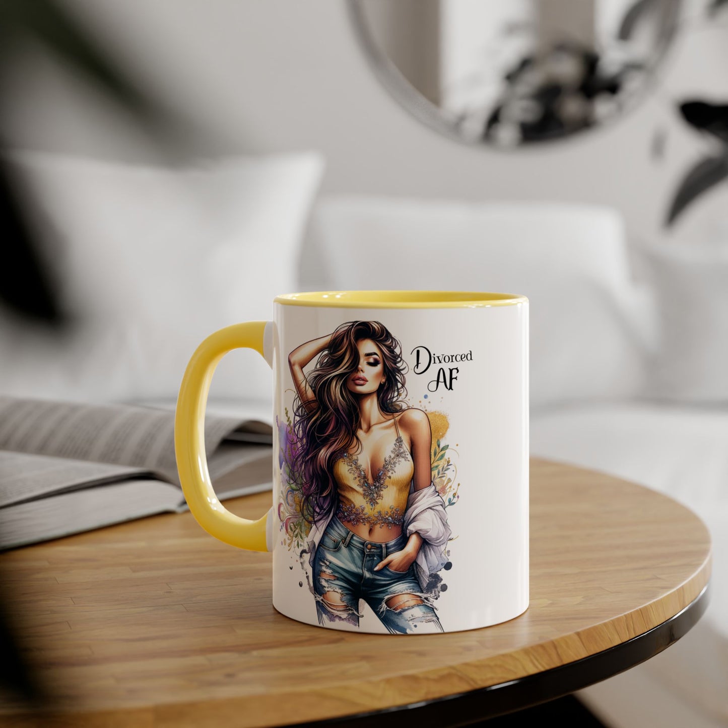 Divorced AF Mug, Stylish 11oz Accent Mug for Coffee Lovers, Perfect for Gifts, Self-Care and Empowerment, Unique Art Design