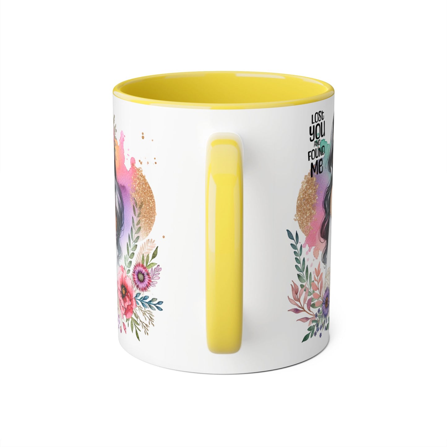 Lost You and Found Me Bohemian Floral Accent Mug, Inspirational Coffee Cup, Gift for Her, Self-Care Essentials, Unique Home Decor, Personalized Drinkware