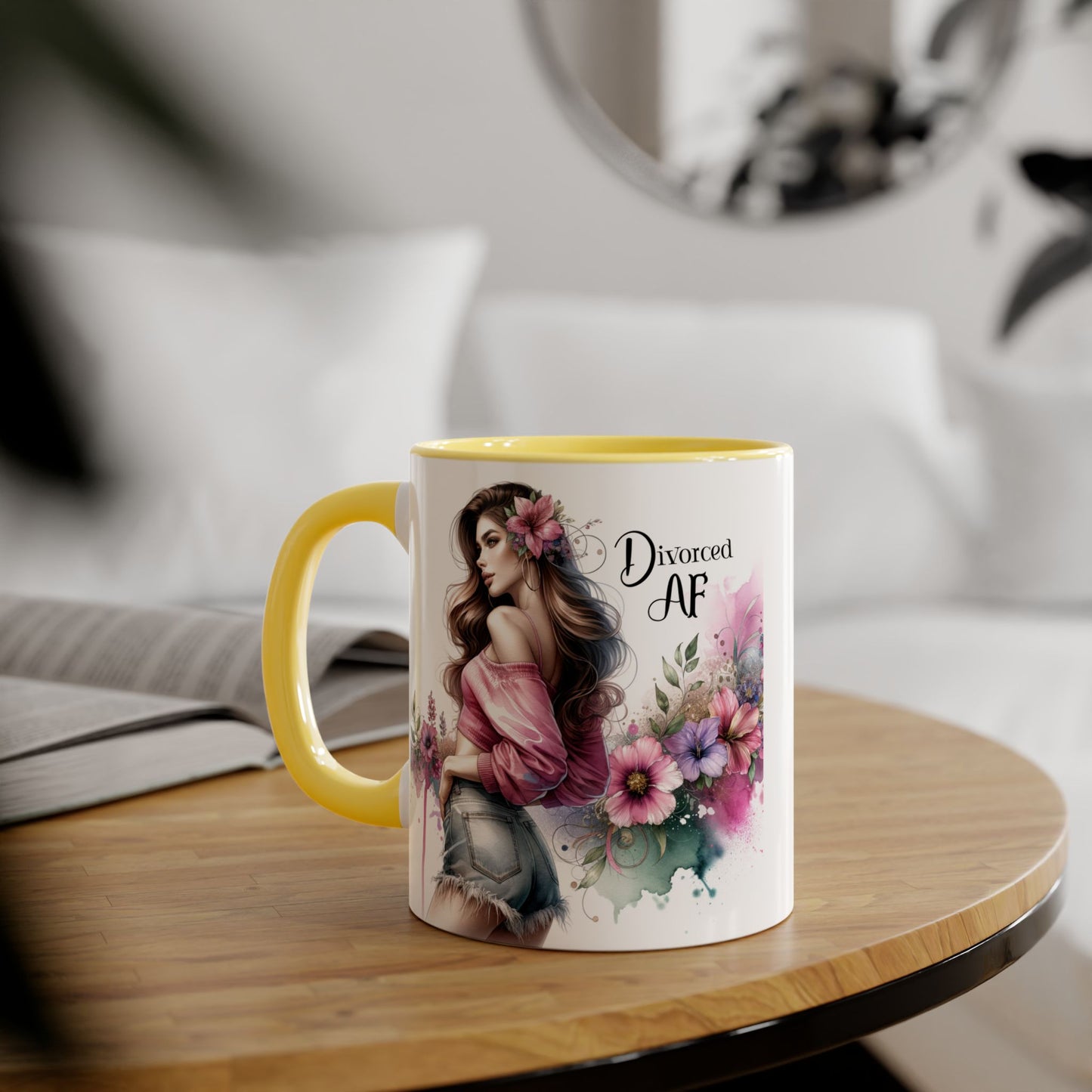 Divorced AF Accent Mug | Gift for Newly Divorced Friends | Sassy Coffee Cup | Floral Design | Unique Divorce Party Favor