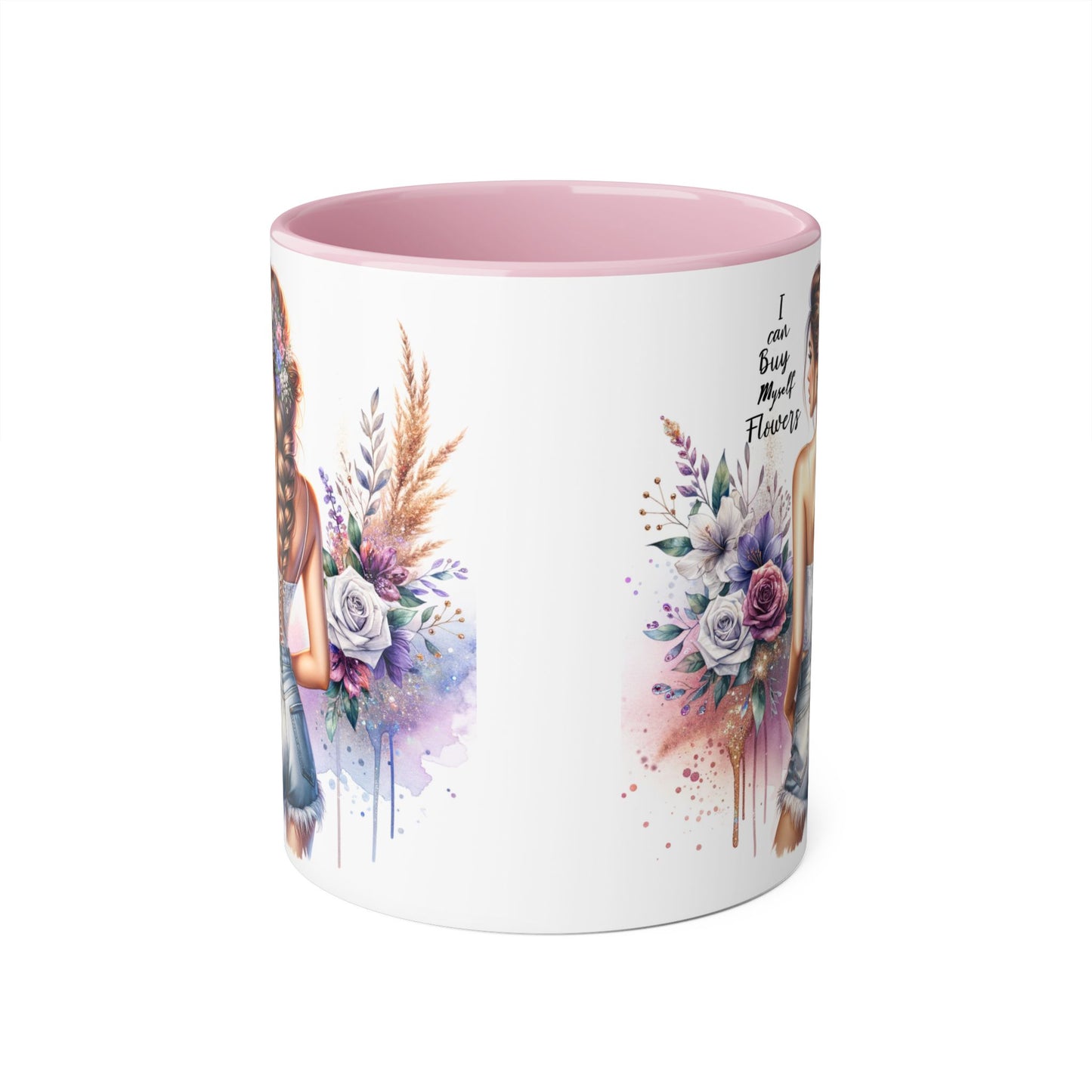 I Can Buy Myself Flowers Floral-Inspired Accent Mug, Boho Coffee Cup, Gift for Flower Lovers, Artful Drinkware for Special Occasions, Women's Inspirational Mug
