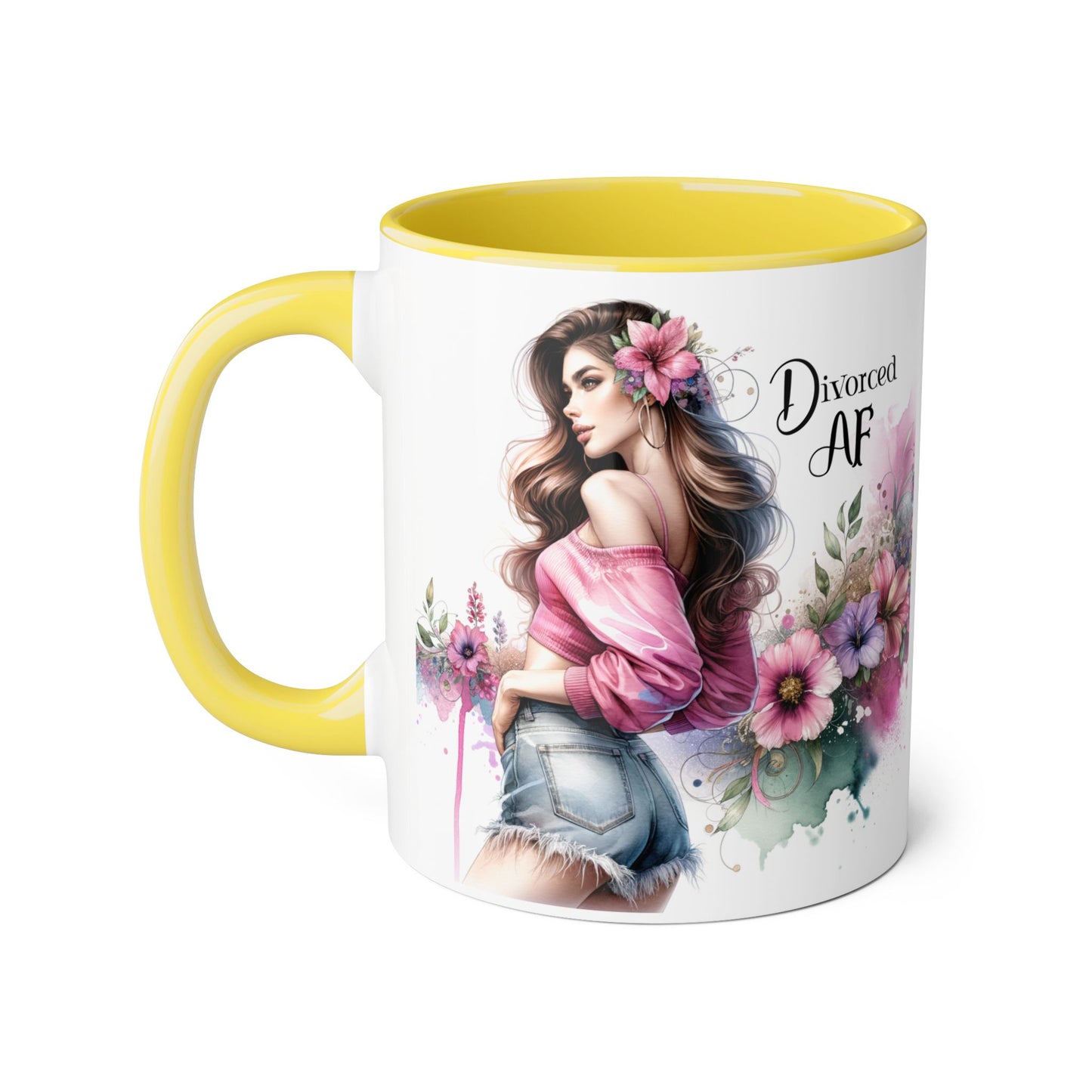Divorced AF Accent Mug | Gift for Newly Divorced Friends | Sassy Coffee Cup | Floral Design | Unique Divorce Party Favor