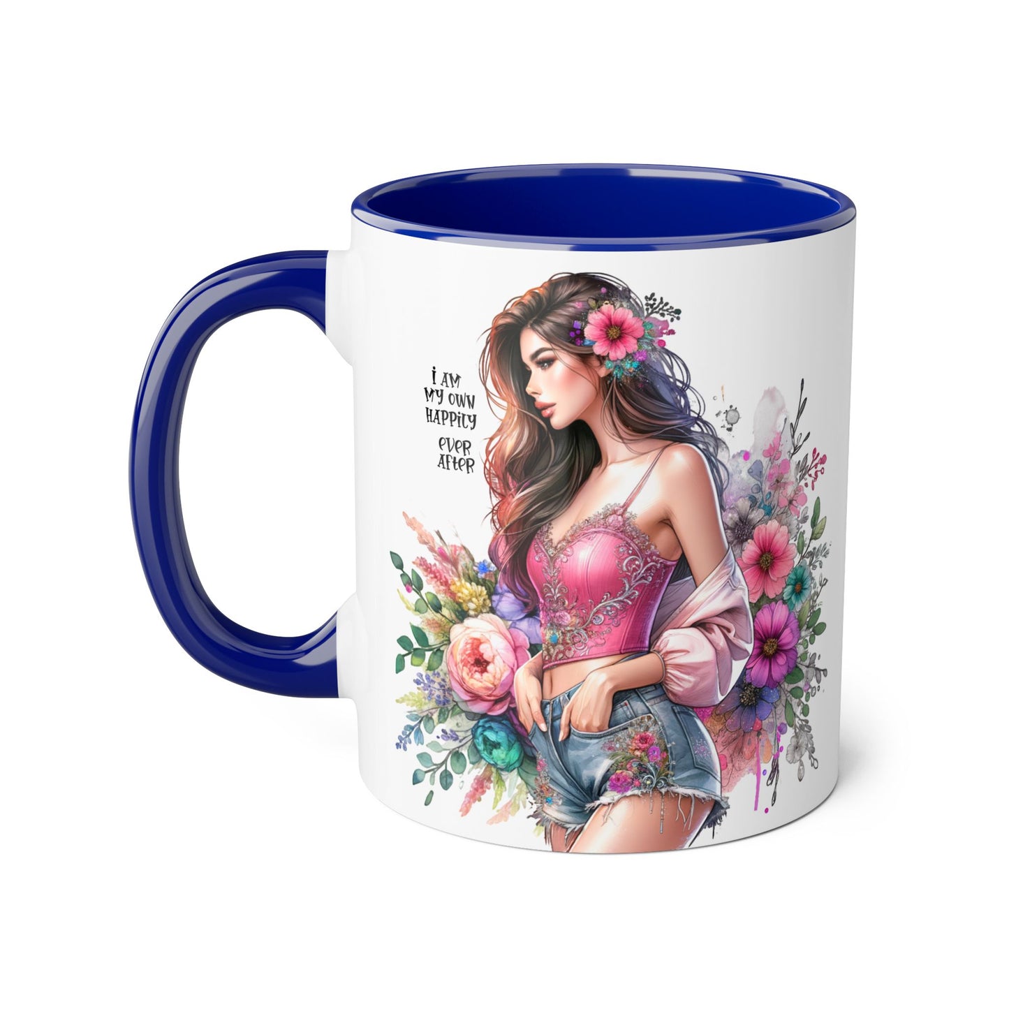 I Am My Own Happily Ever After Empowered Floral Accent Mug - 11oz with Inspirational Quote