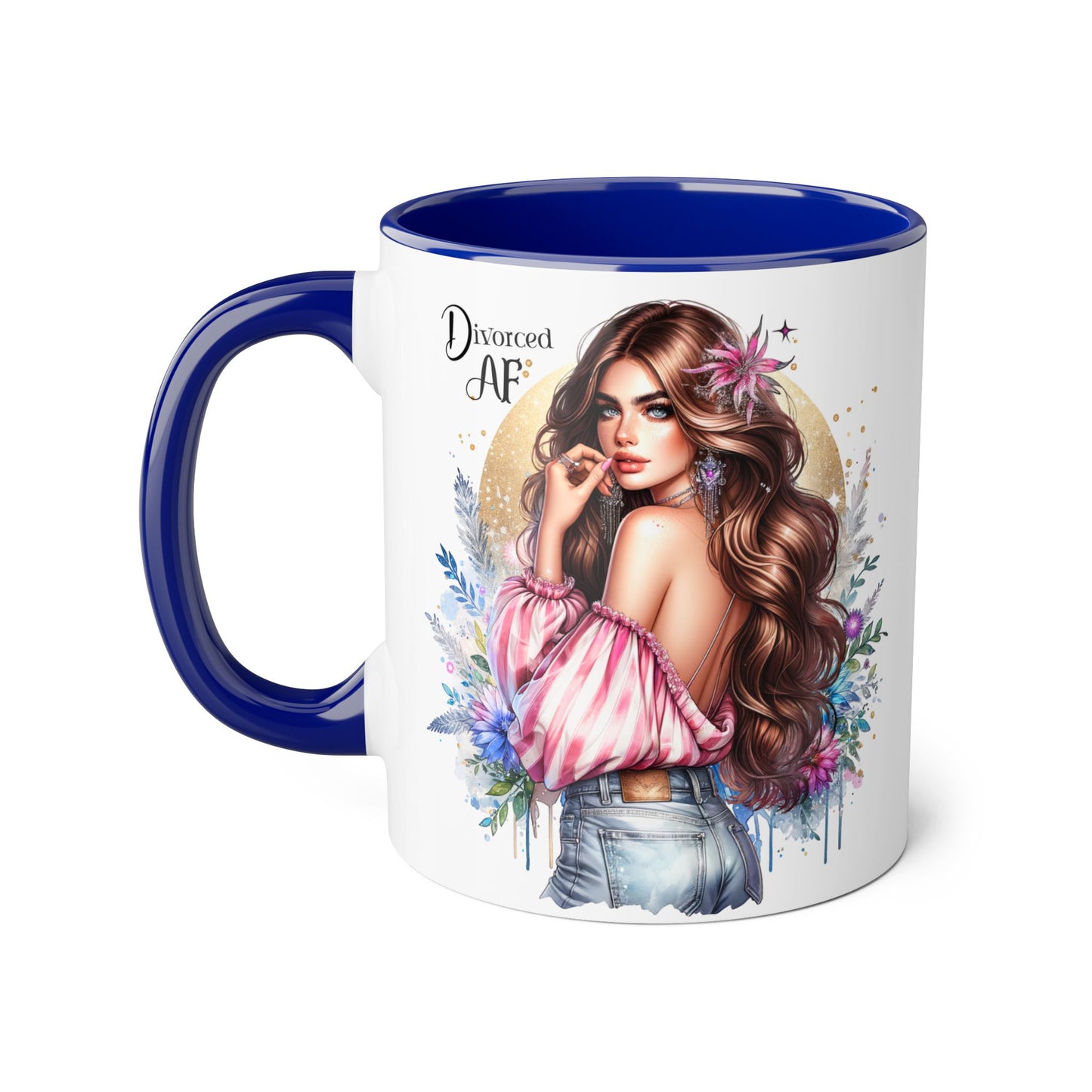 Empowered Diva Mug-Divorced AF, 11oz - Dreamy Floral Design, Perfect Gift for Divorced Friends, Birthday, Self-Care, Coffee Lovers